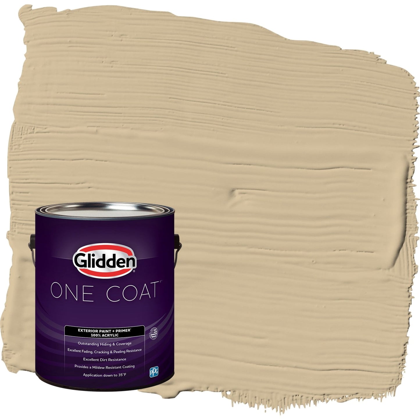 Glidden One Coat Spiced Vinegar / Beige Semi-Gloss Exterior Paint with Primer, 1 Gallon
