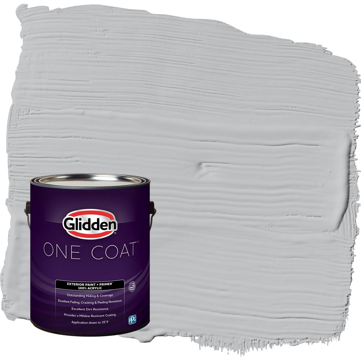 Glidden One Coat Whirlwind / Gray Semi-Gloss Exterior Paint with Primer, 1 Gallon