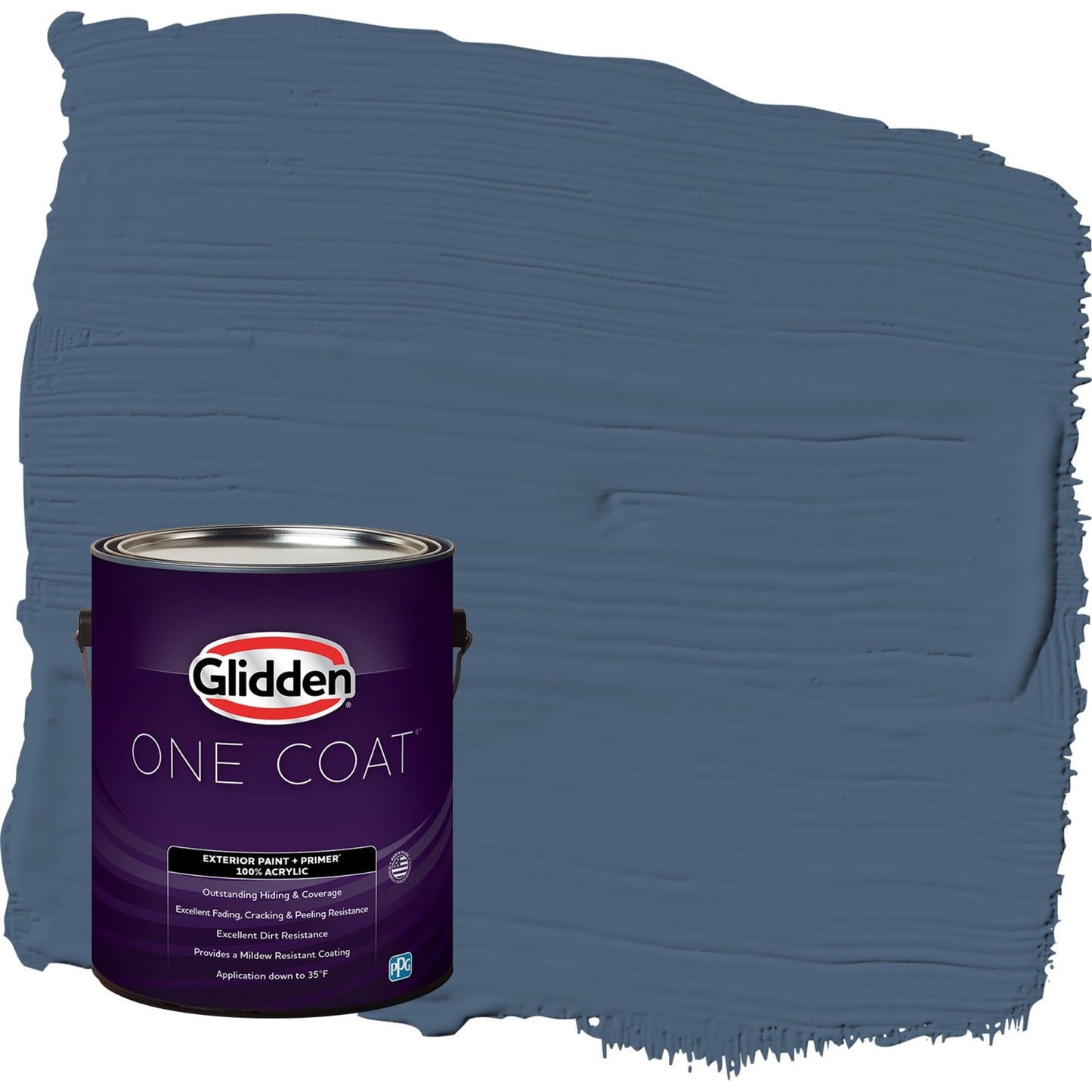 Glidden One Coat Blue Fjord / Blue Satin Exterior Paint with Primer, 1 Gallon