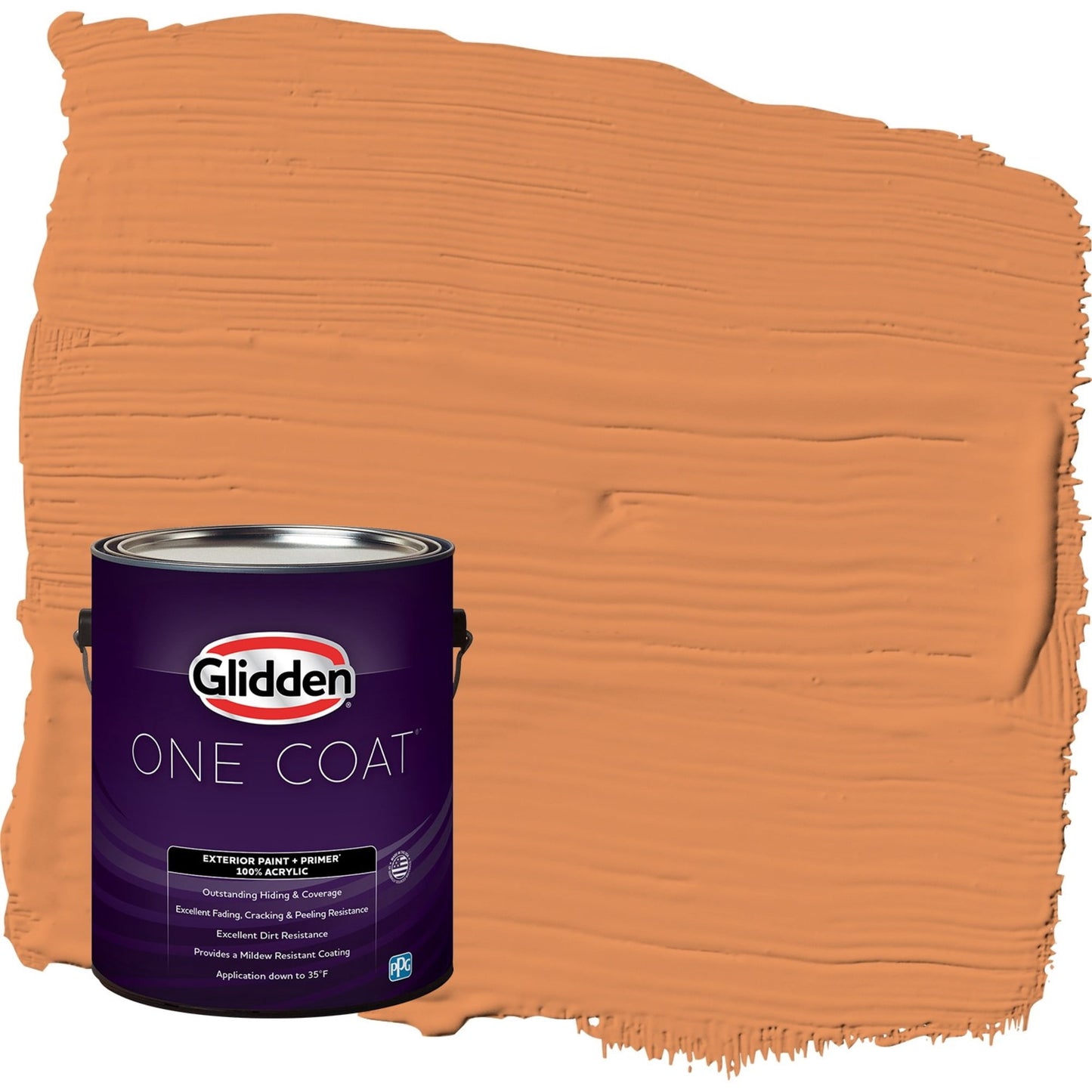 Glidden One Coat Carrot Cake / Orange Flat Exterior Paint with Primer, 1 Gallon