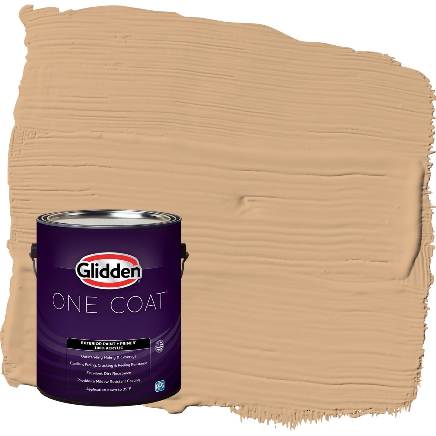 Glidden One Coat Cheddar Biscuit / Orange Flat Exterior Paint with Primer, 1 Gallon