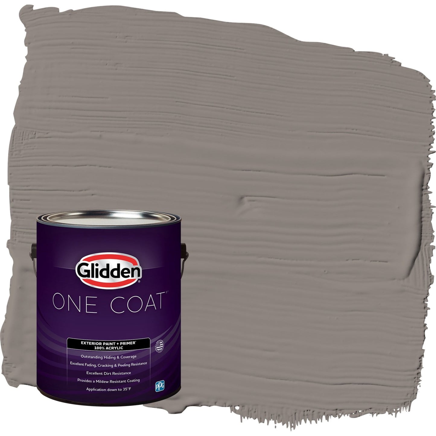 Glidden One Coat Elephant Gray / Grey Satin Exterior Paint with Primer, 1 Gallon