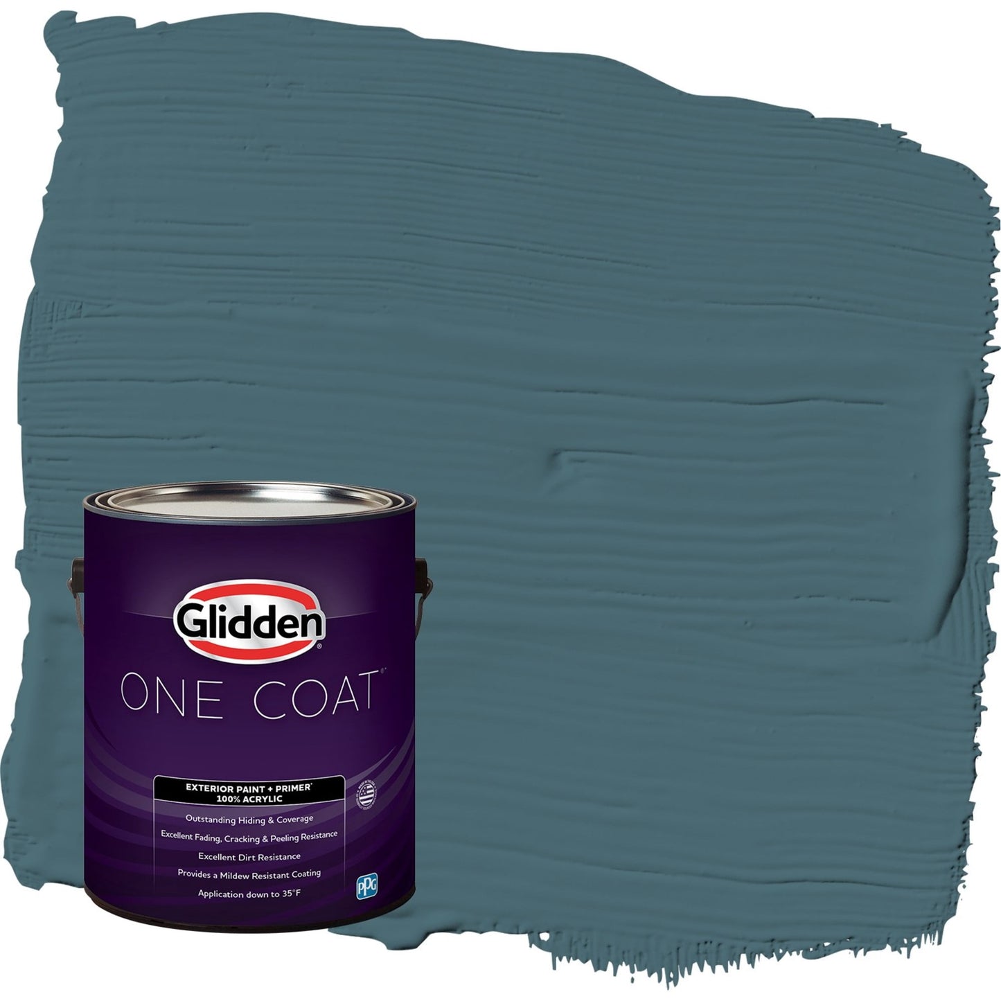 Glidden One Coat Azalea Leaf / Blue Flat Exterior Paint with Primer, 1 Gallon