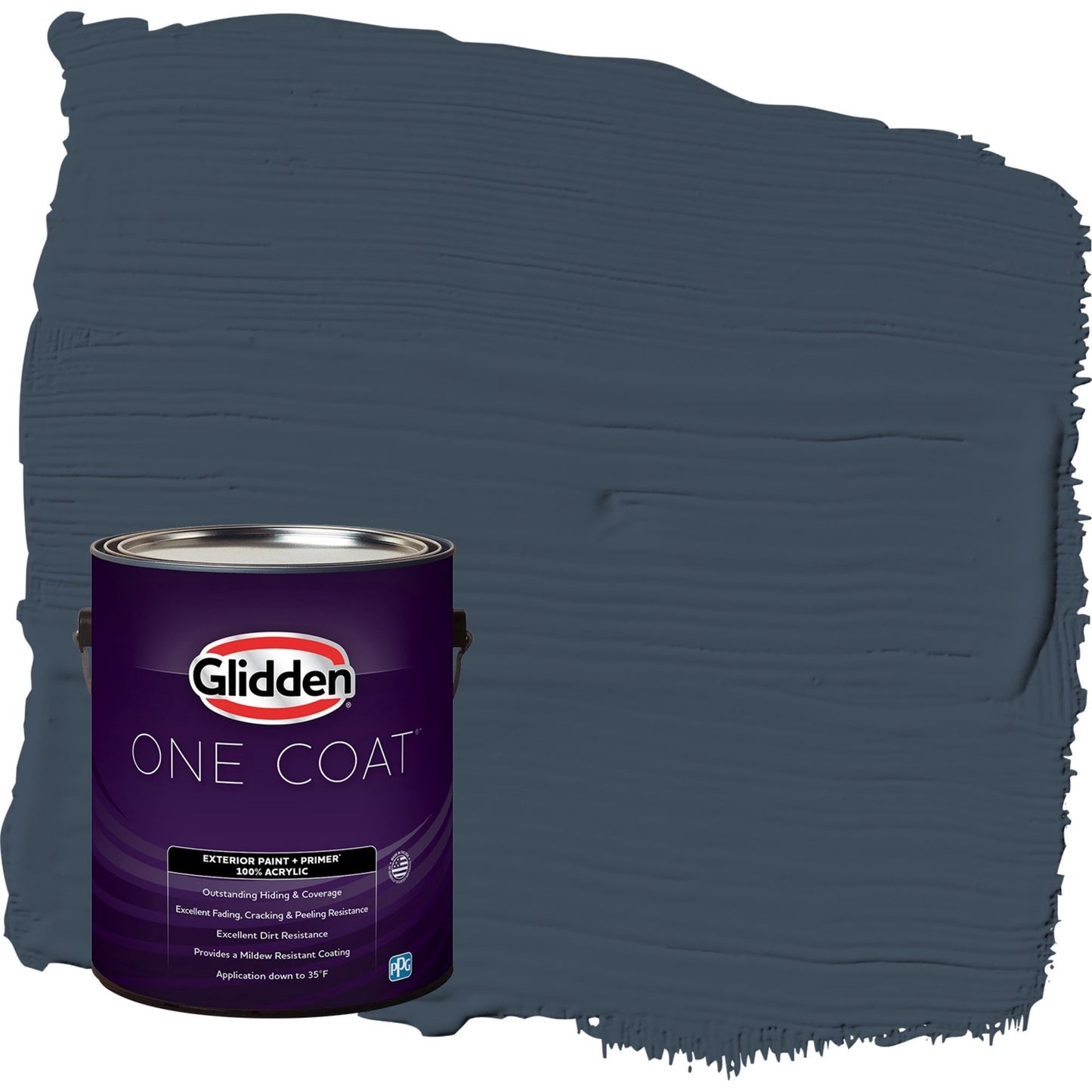 Glidden One Coat Cavalry / Navy Blue Flat Exterior Paint with Primer, 1 Gallon