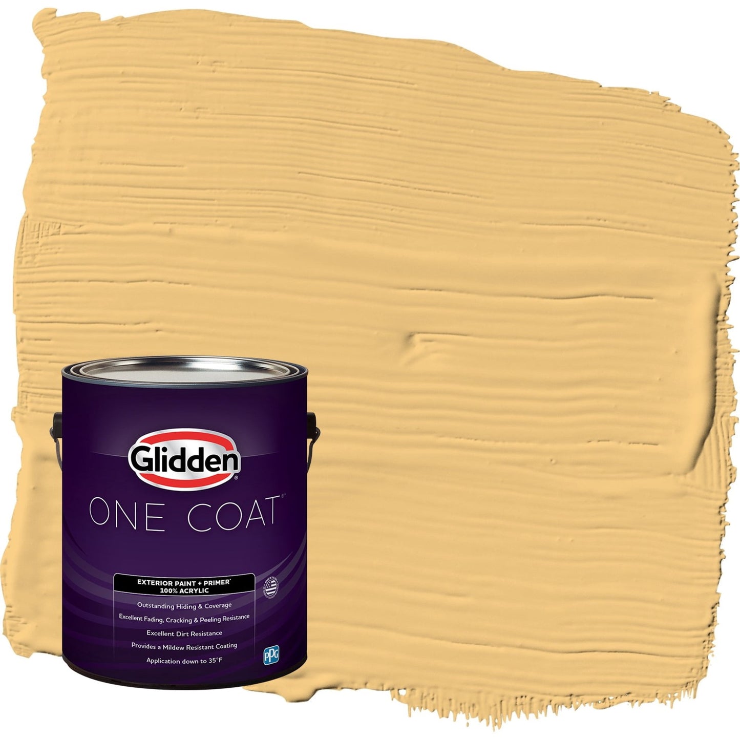 Glidden One Coat Gold Buff / Yellow Satin Exterior Paint with Primer, 1 Gallon