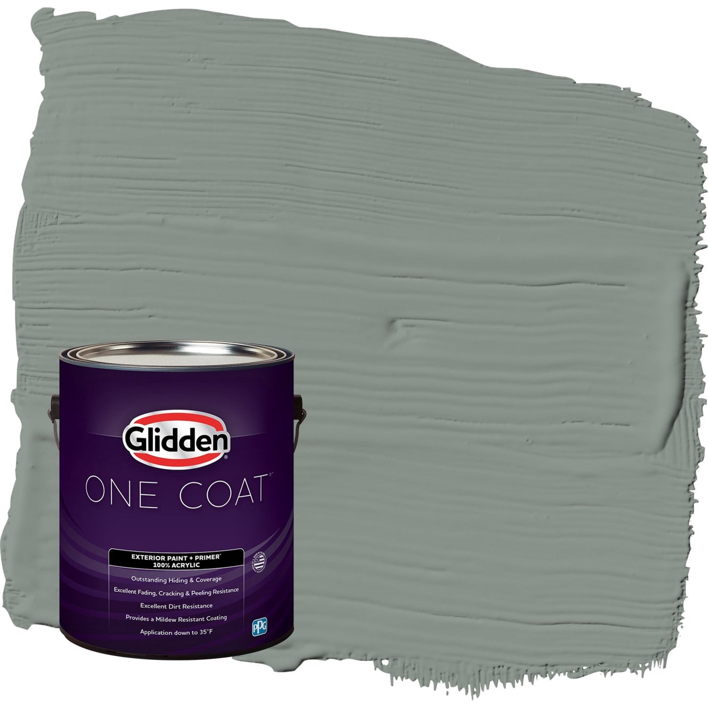Glidden One Coat Gray Heron / Grey Flat Exterior Paint with Primer, 1 Gallon