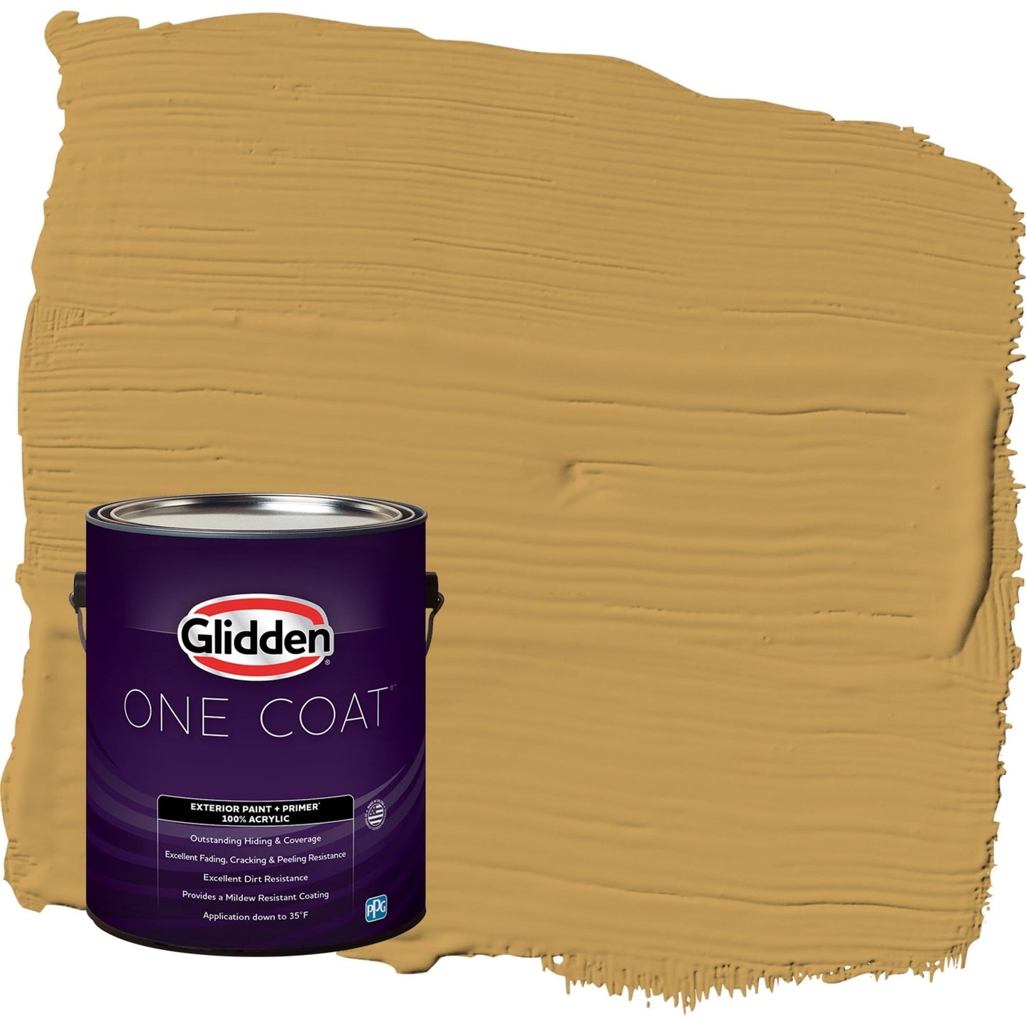 Glidden One Coat Amaretto Sours / Yellow Flat Exterior Paint with Primer, 1 Gallon