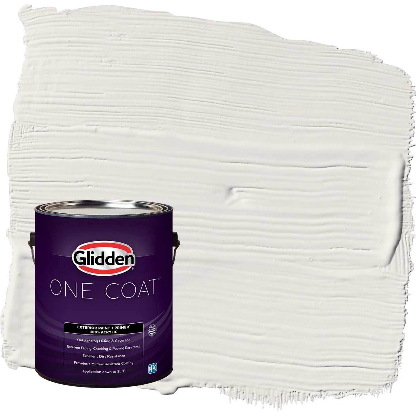 Glidden One Coat Arctic Cotton / White Satin Exterior Paint with Primer, 1 Gallon