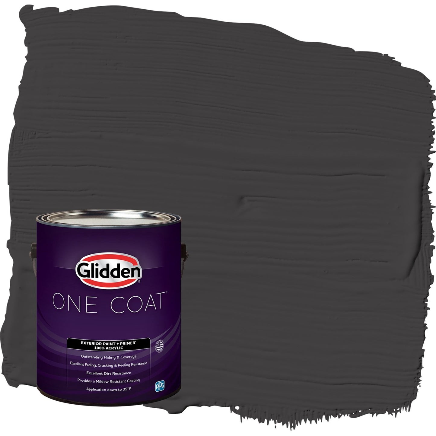 Glidden One Coat Black Magic / Black Satin Exterior Paint with Primer, 1 Gallon