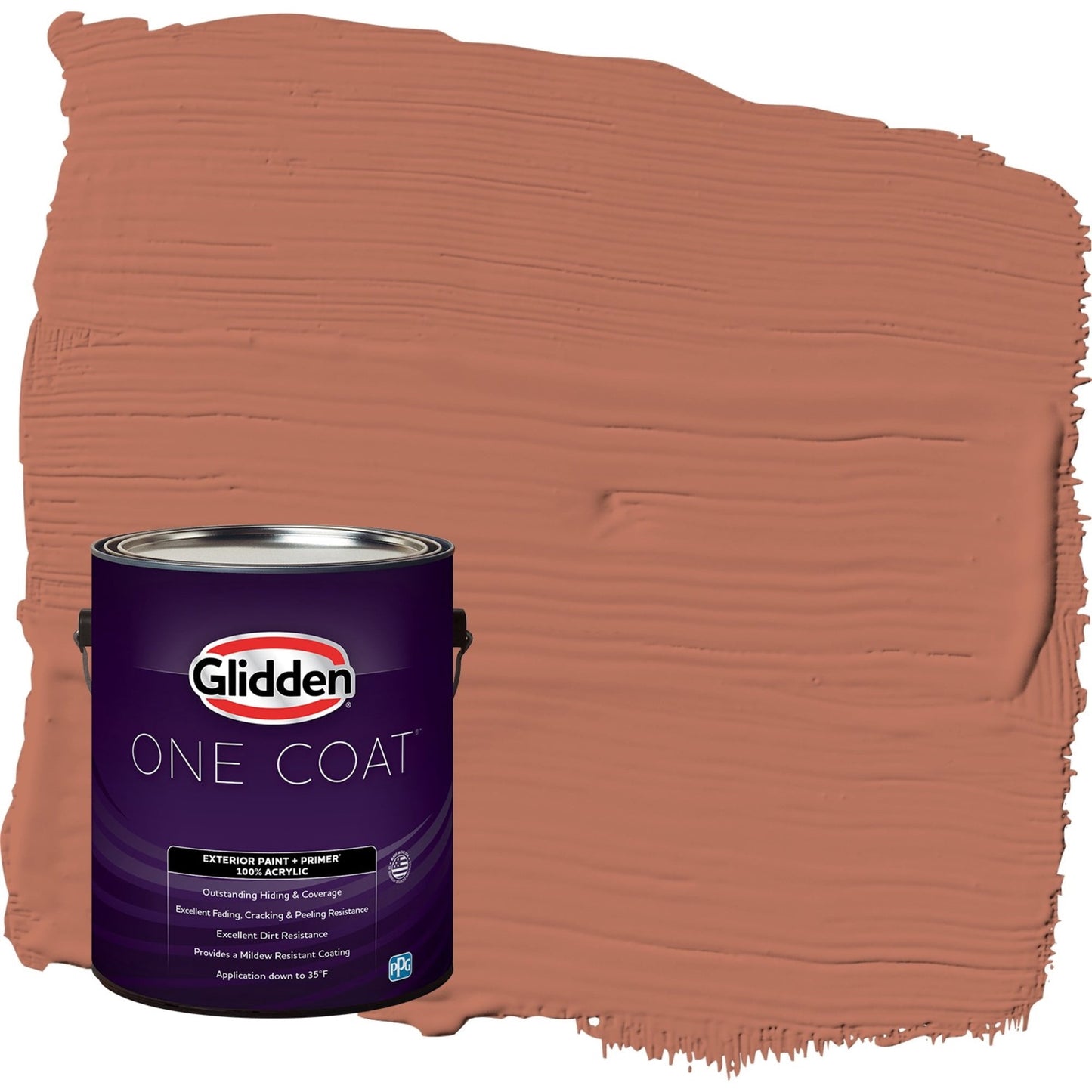 Glidden One Coat Crushed Cinnamon / Orange Flat Exterior Paint with Primer, 1 Gallon
