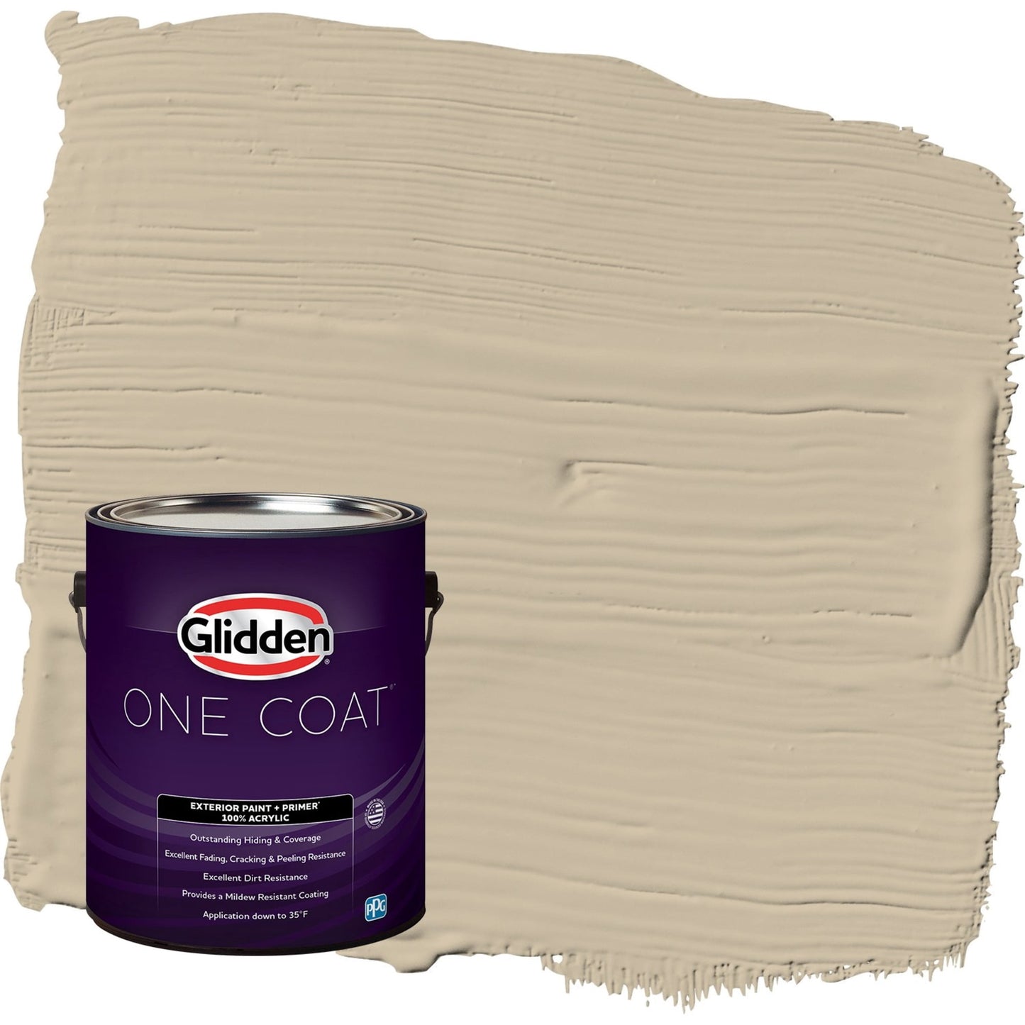 Glidden One Coat Dusty Trail / Beige Flat Exterior Paint with Primer, 1 Gallon