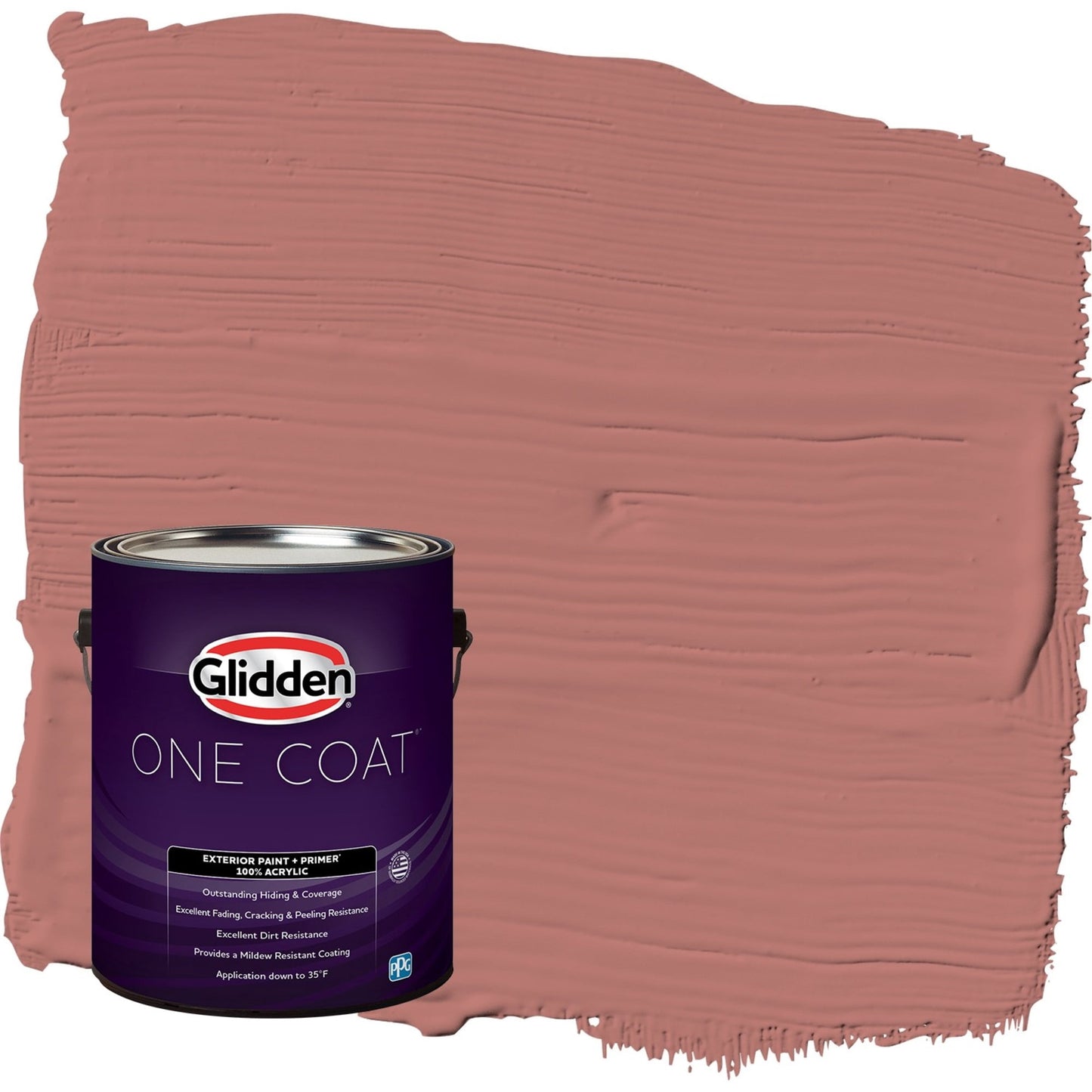 Glidden One Coat Earth Rose / Red Satin Exterior Paint with Primer, 1 Gallon