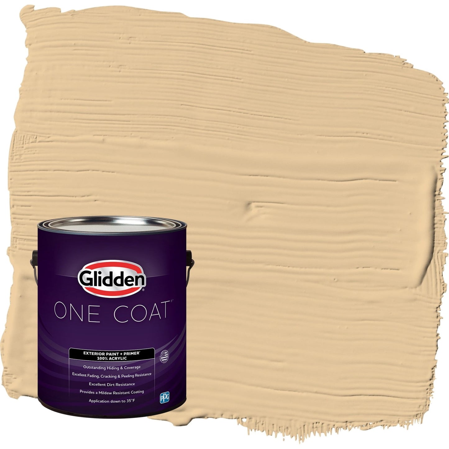 Glidden One Coat Faint Fawn / Yellow Flat Exterior Paint with Primer, 1 Gallon