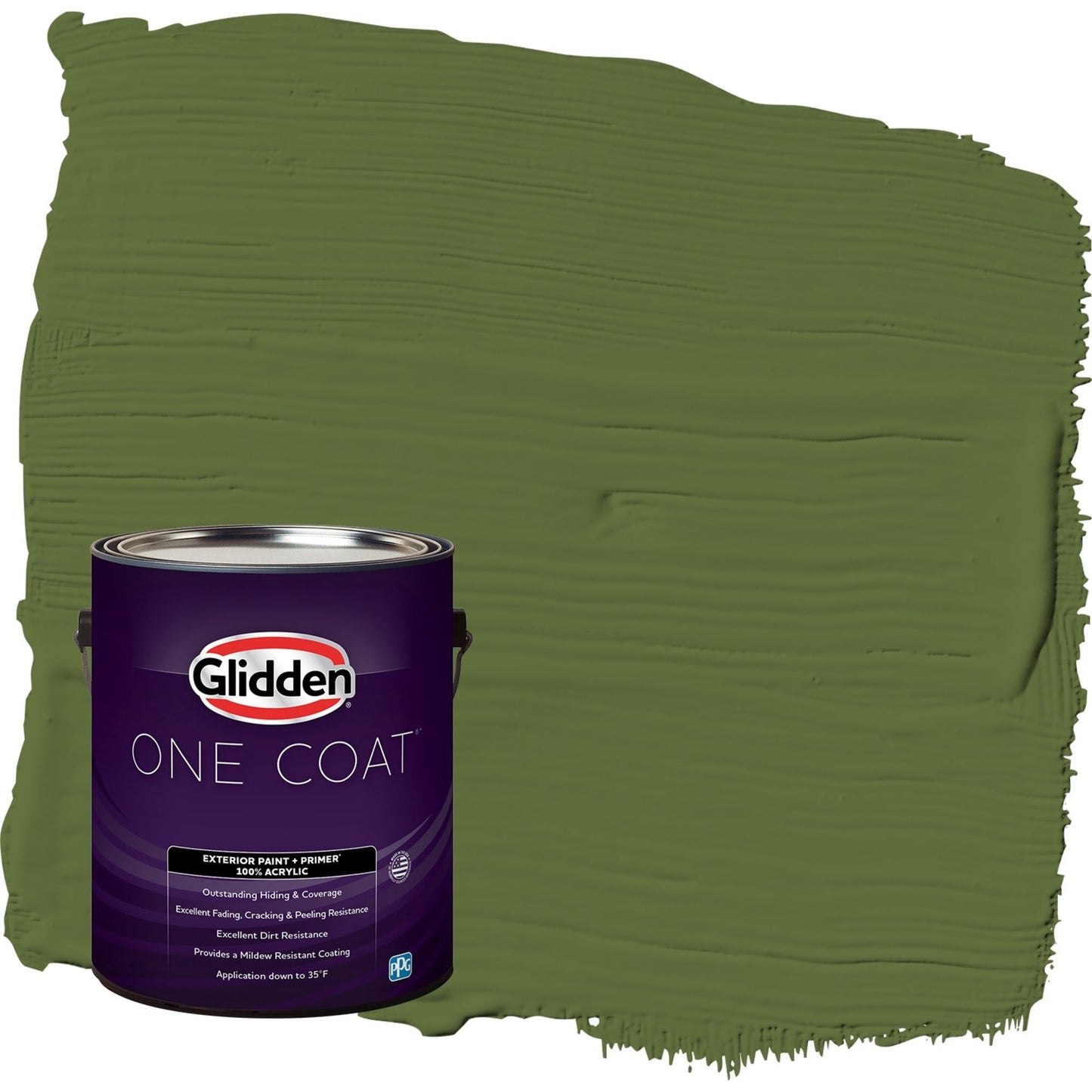 Glidden One Coat Globe Artichoke / Green Satin Exterior Paint with Primer, 1 Gallon