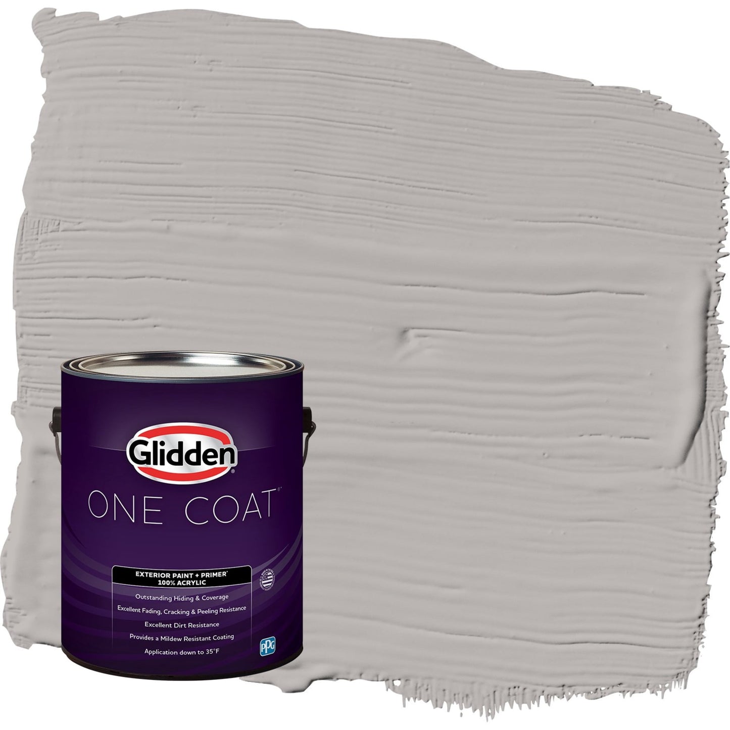 Glidden One Coat Gray Marble / Grey Satin Exterior Paint with Primer, 1 Gallon