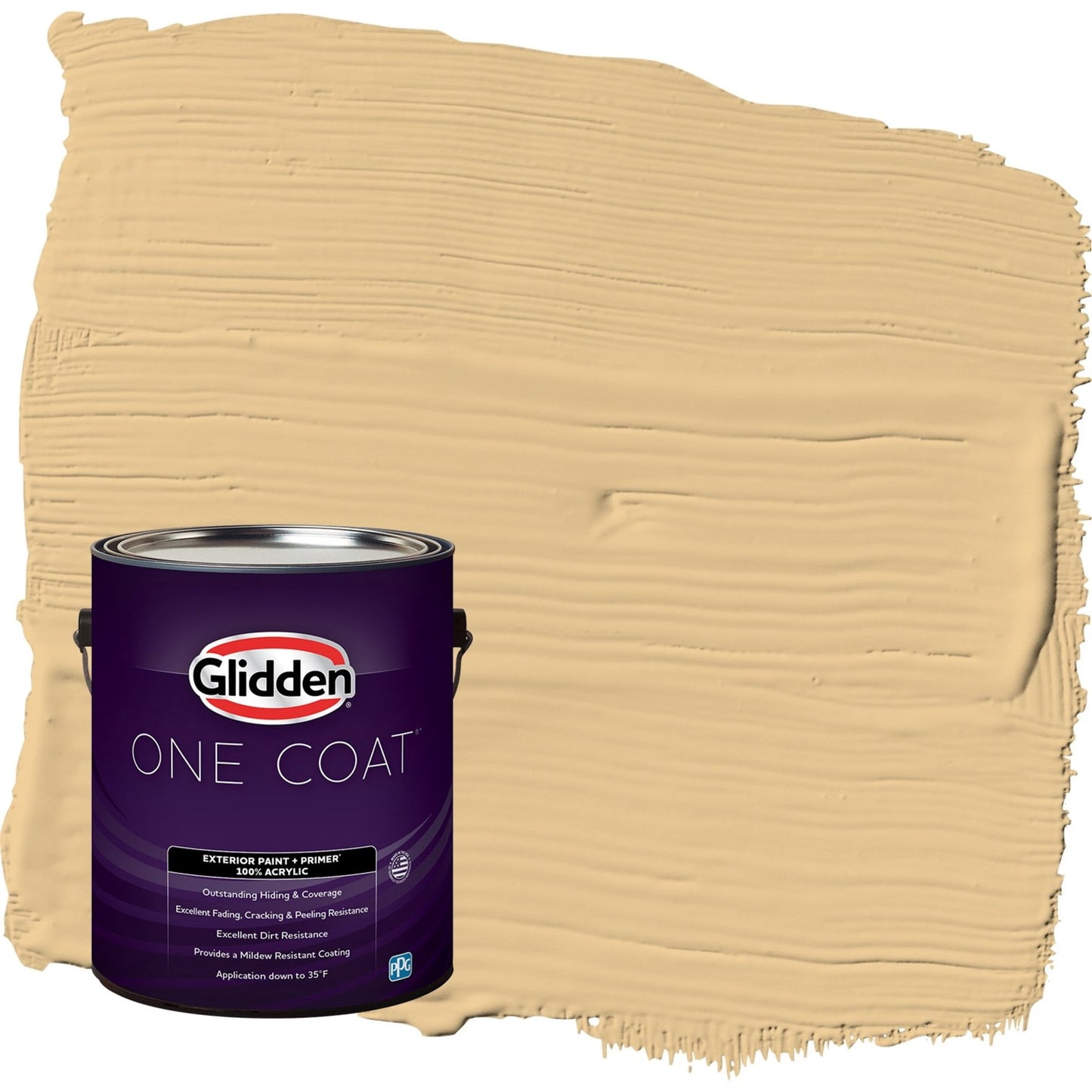 Glidden One Coat Halo / Yellow Flat Exterior Paint with Primer, 1 Gallon