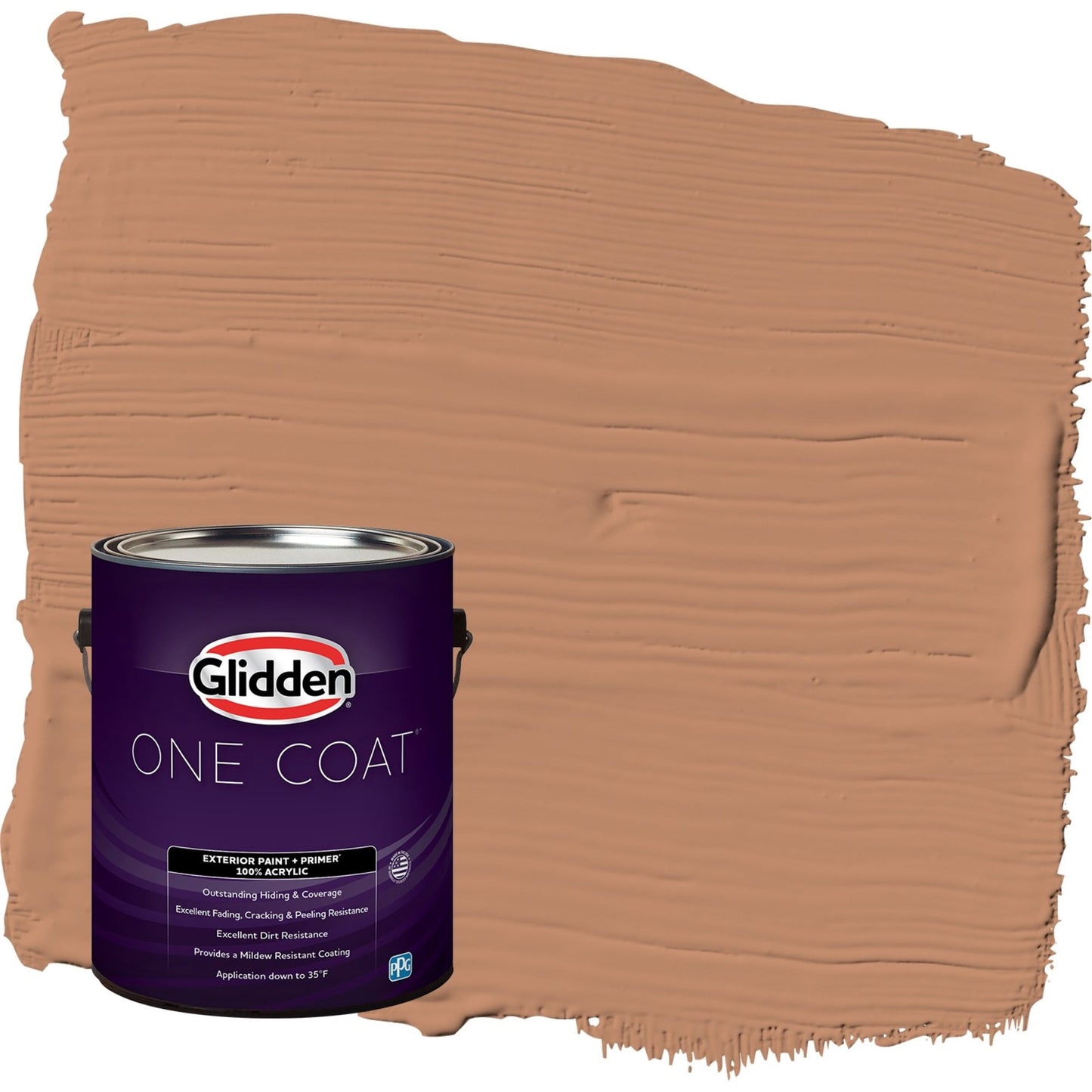 Glidden One Coat Honey Graham / Orange Flat Exterior Paint with Primer, 1 Gallon