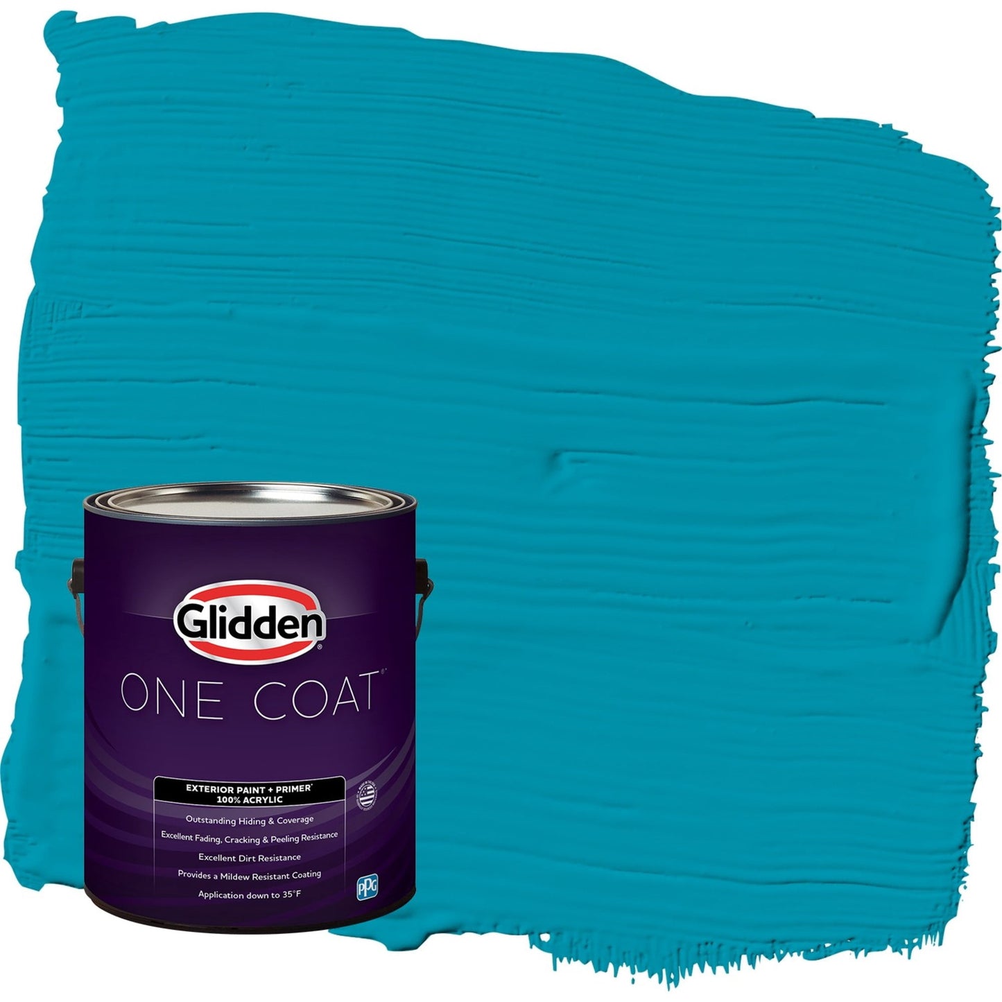 Glidden One Coat Pintura Exterior Satinada Azul Mediterráneo/azul con Imprimación, 1 Galón