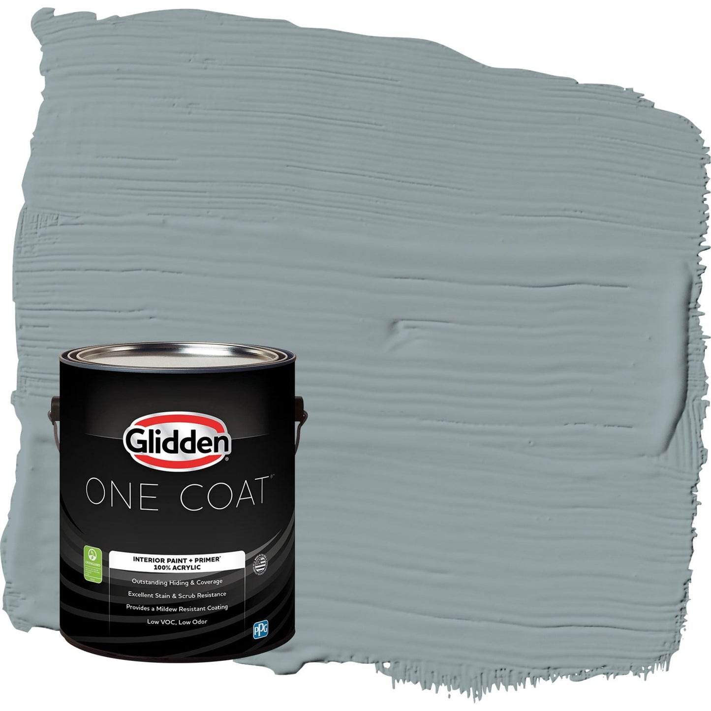 Glidden One Coat After the Storm / Gray Flat Interior Paint with Primer, 1 Gallon