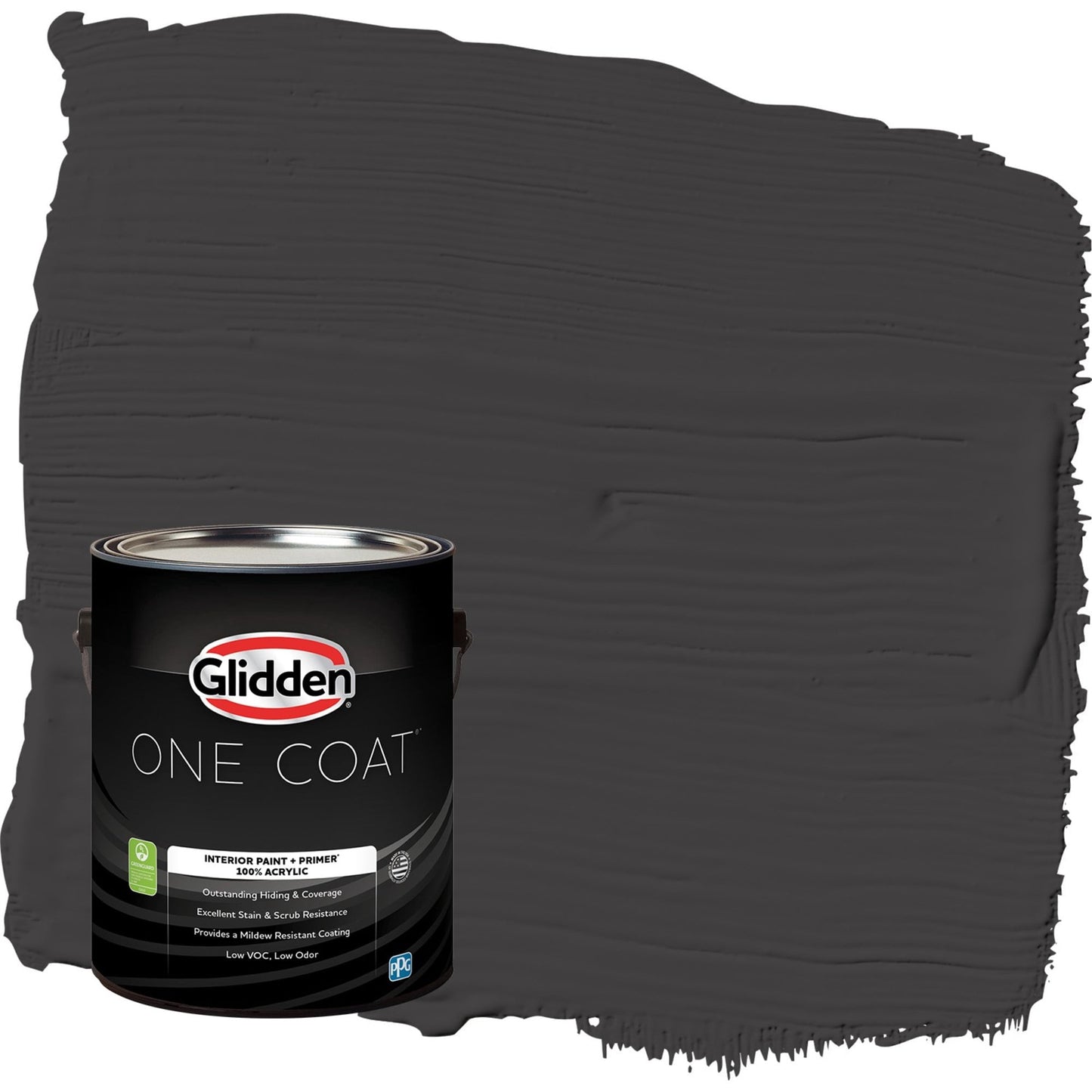 Glidden One Coat Interior Paint and Primer, Black Magic / Black, Gallon, Flat