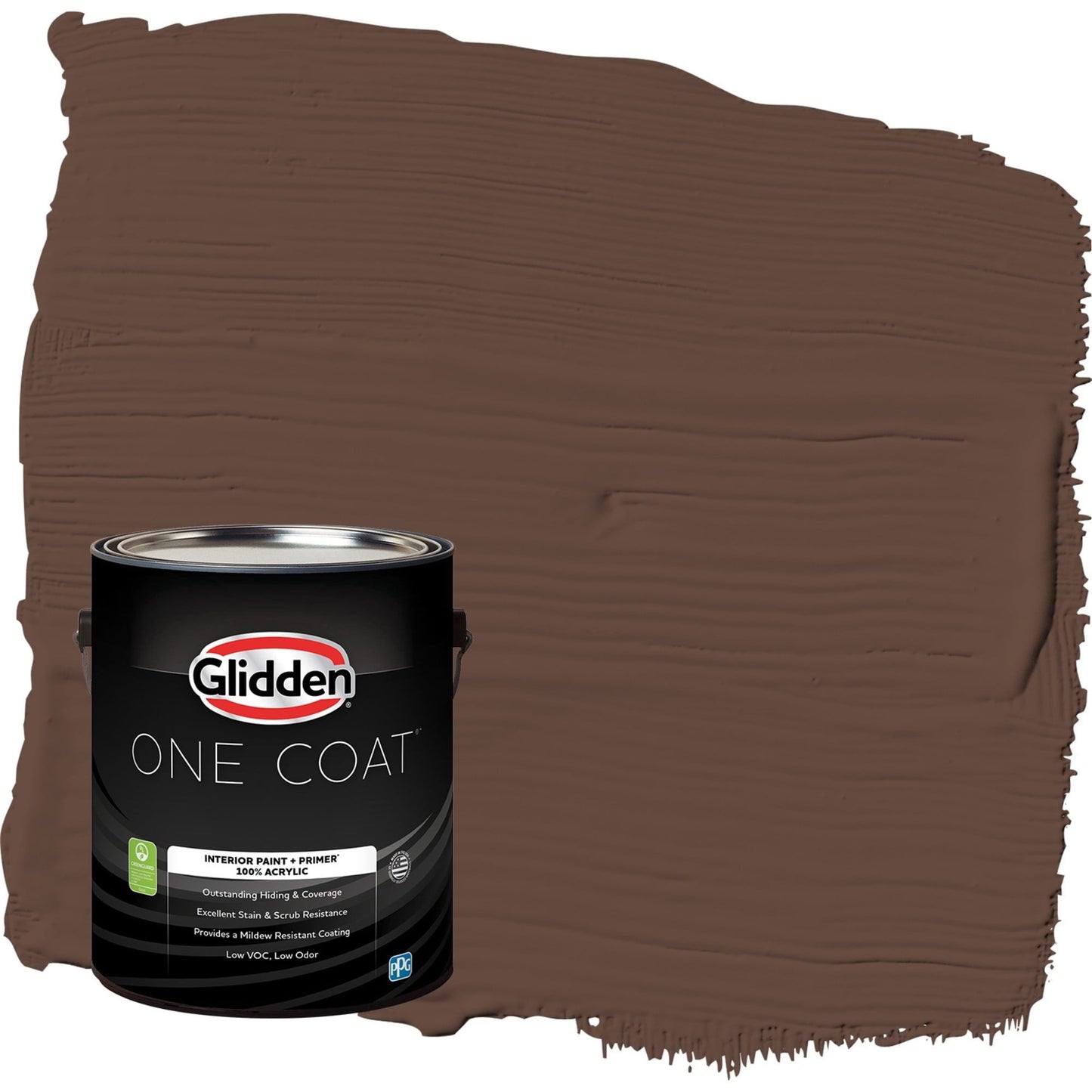 Glidden One Coat Fudge / Brown Eggshell Interior Paint with Primer, 1 Gallon