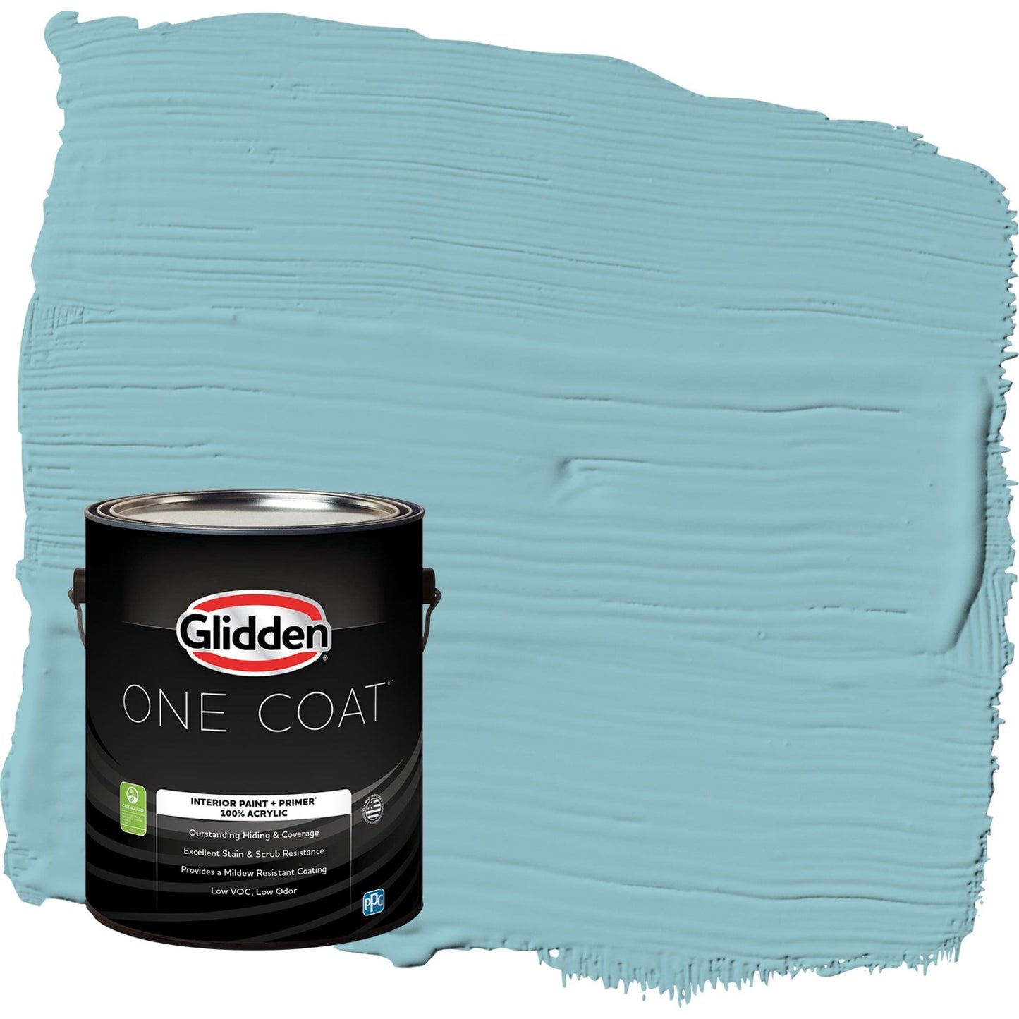 Glidden One Coat Kingston Aqua / Blue Semi-Gloss Interior Paint with Primer, 1 Gallon
