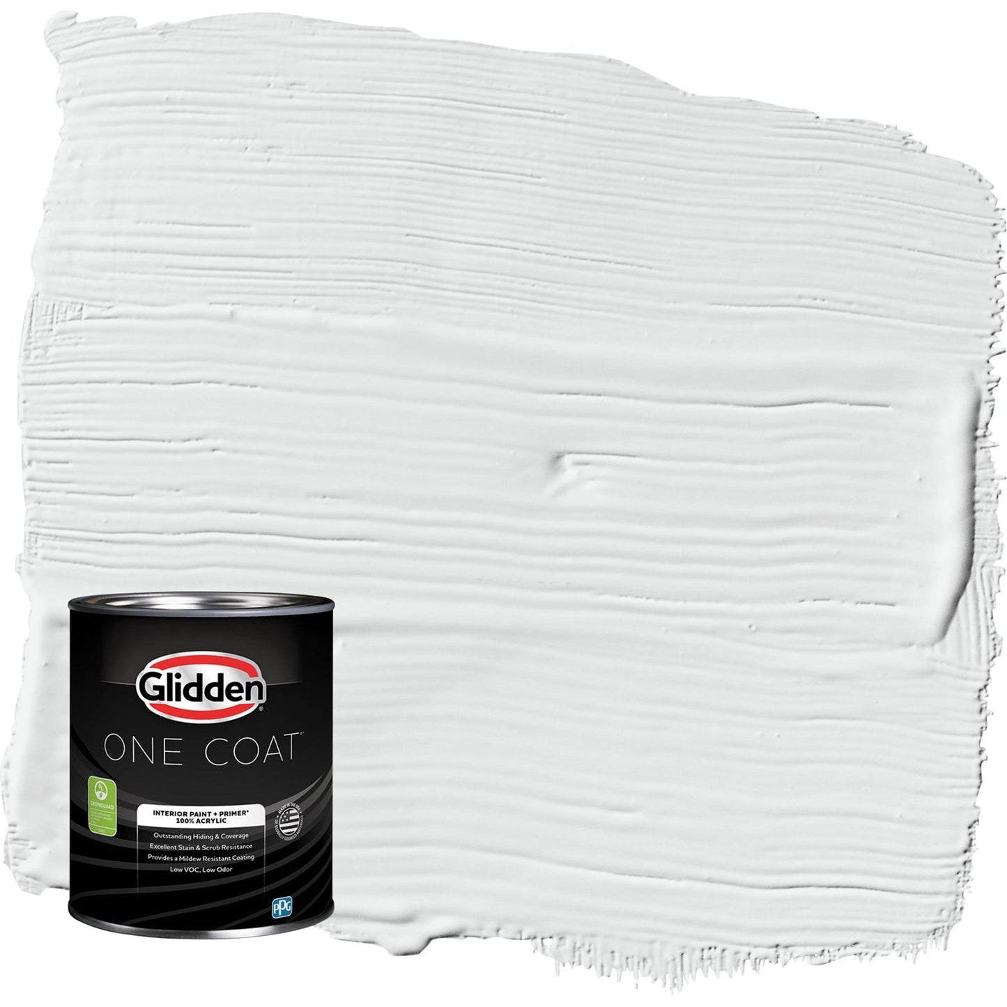 Glidden One Coat Interior Paint and Primer, Radisson / White, 1 Quart, Semi-Gloss