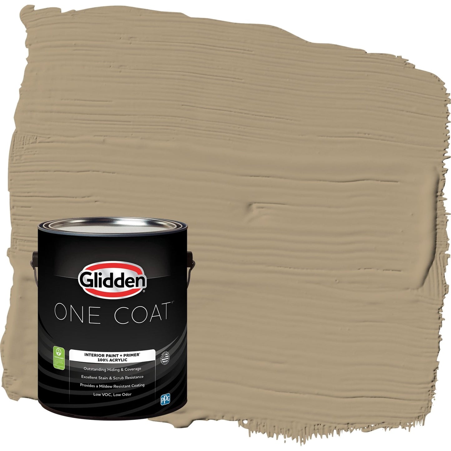 Glidden One Coat Stony Creek / Beige Semi-Gloss Interior Paint with Primer, 1 Gallon
