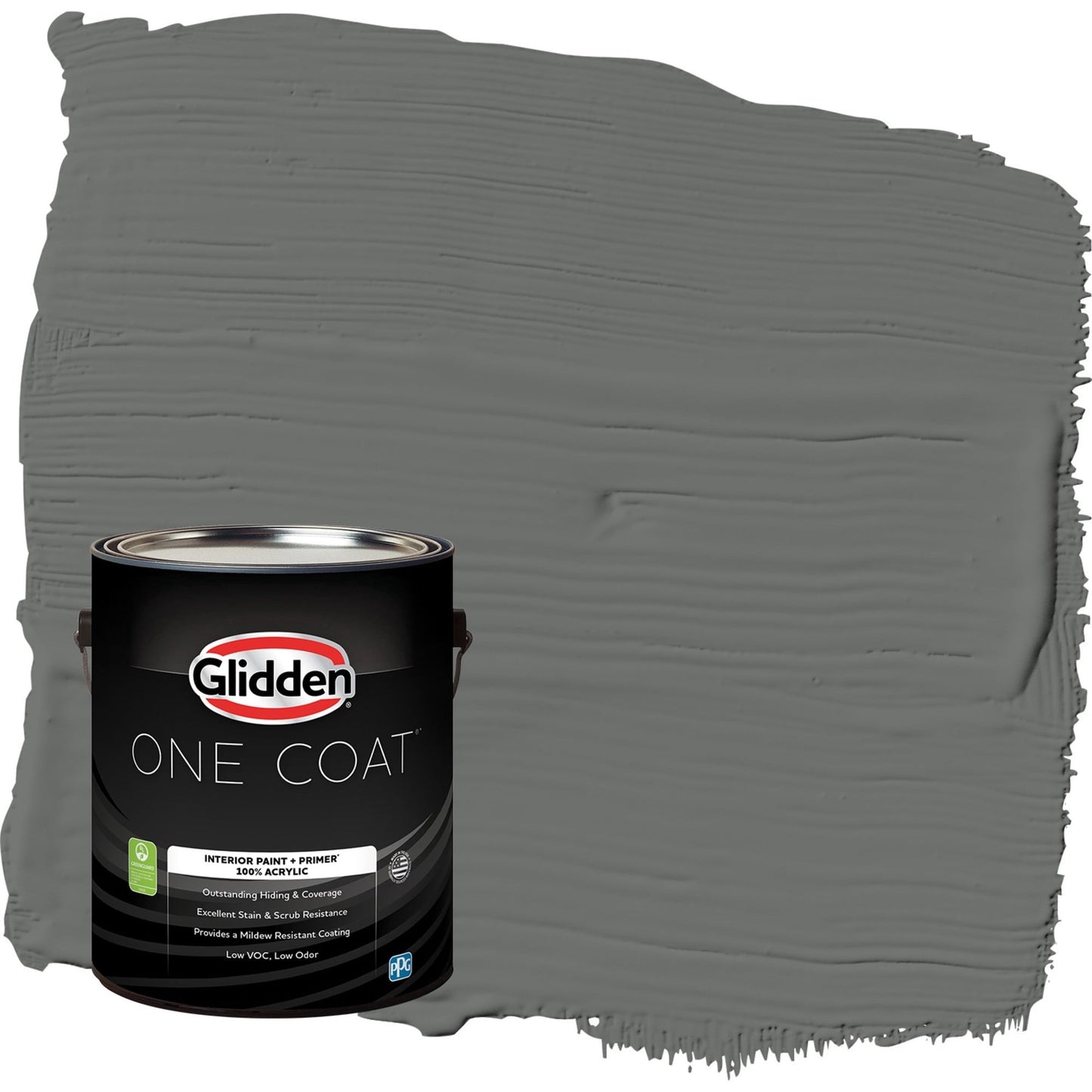 Glidden One Coat Up in Smoke / Gray Flat Interior Paint with Primer, 1 Gallon