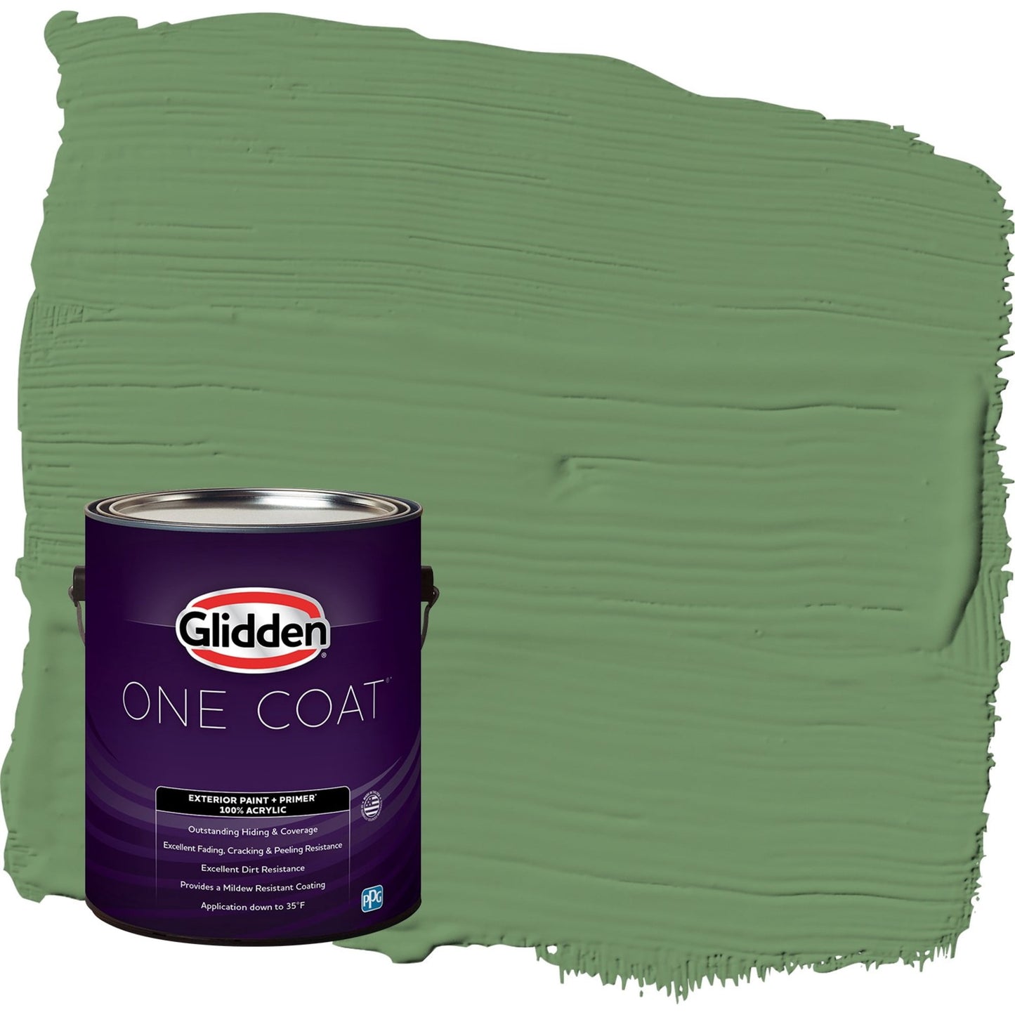 Glidden One Coat Moss Ring / Green Satin Exterior Paint with Primer, 1 Gallon