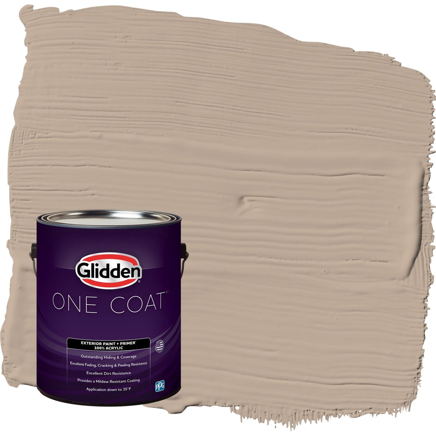 Glidden One Coat Notorious / Brown Satin Exterior Paint with Primer, 1 Gallon