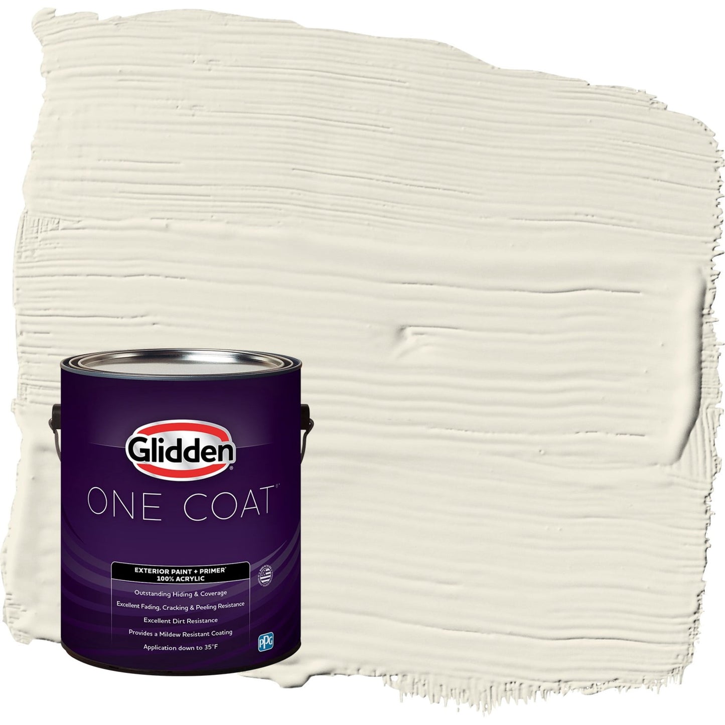 Glidden One Coat Off White / White Satin Exterior Paint with Primer, 1 Gallon