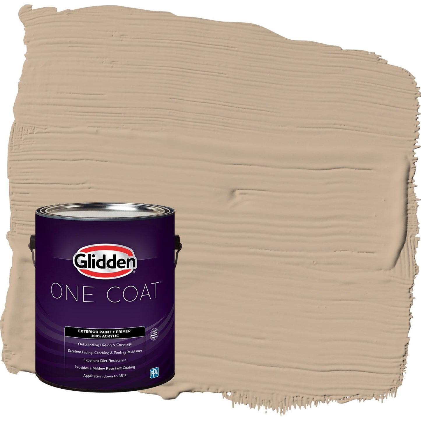 Glidden One Coat Persuasion / Beige Satin Exterior Paint with Primer, 1 Gallon