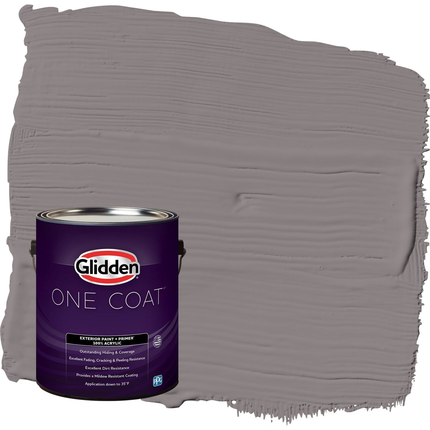Glidden One Coat Pewter Mug / Gray Satin Exterior Paint with Primer, 1 Gallon