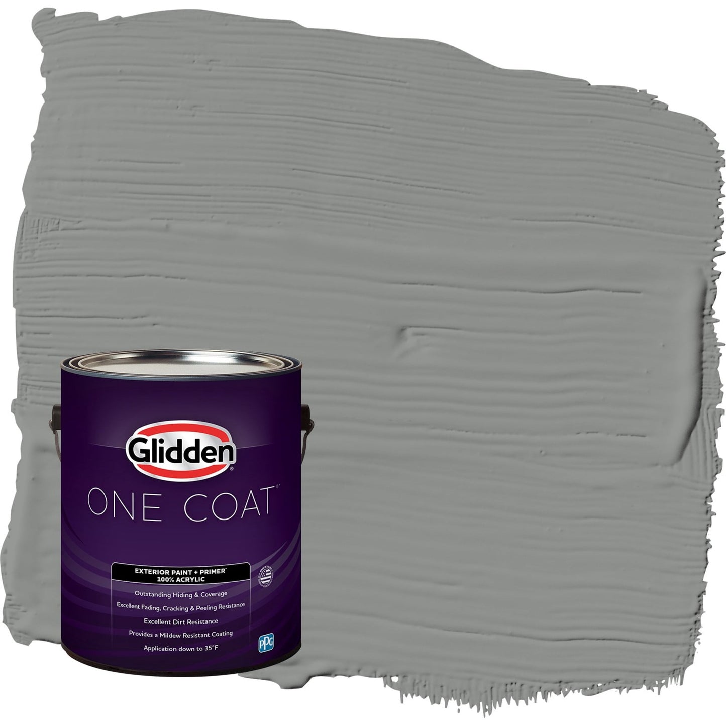 Glidden One Coat Phoenix Fossil / Gray Satin Exterior Paint with Primer, 1 Gallon