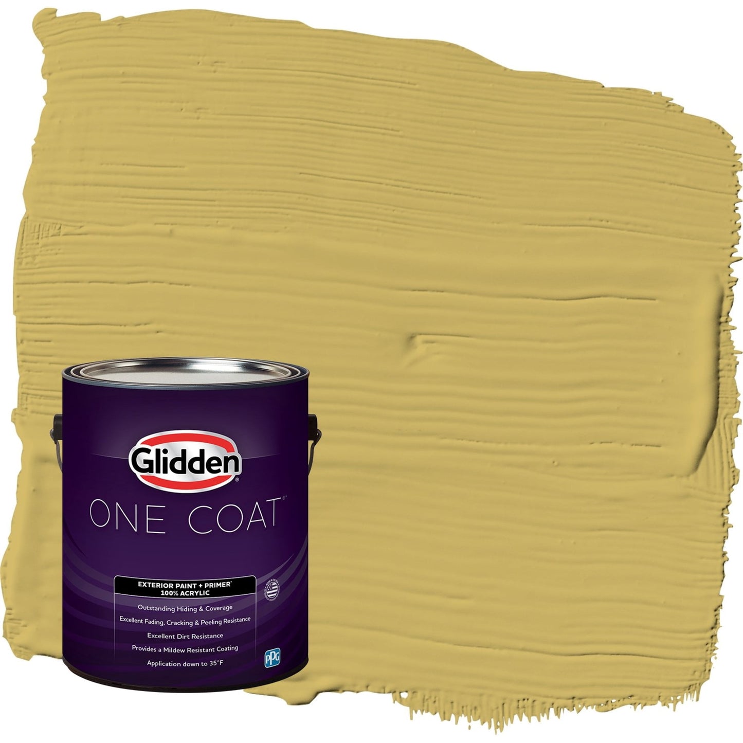 Glidden One Coat Split Pea Soup / Green Satin Exterior Paint with Primer, 1 Gallon