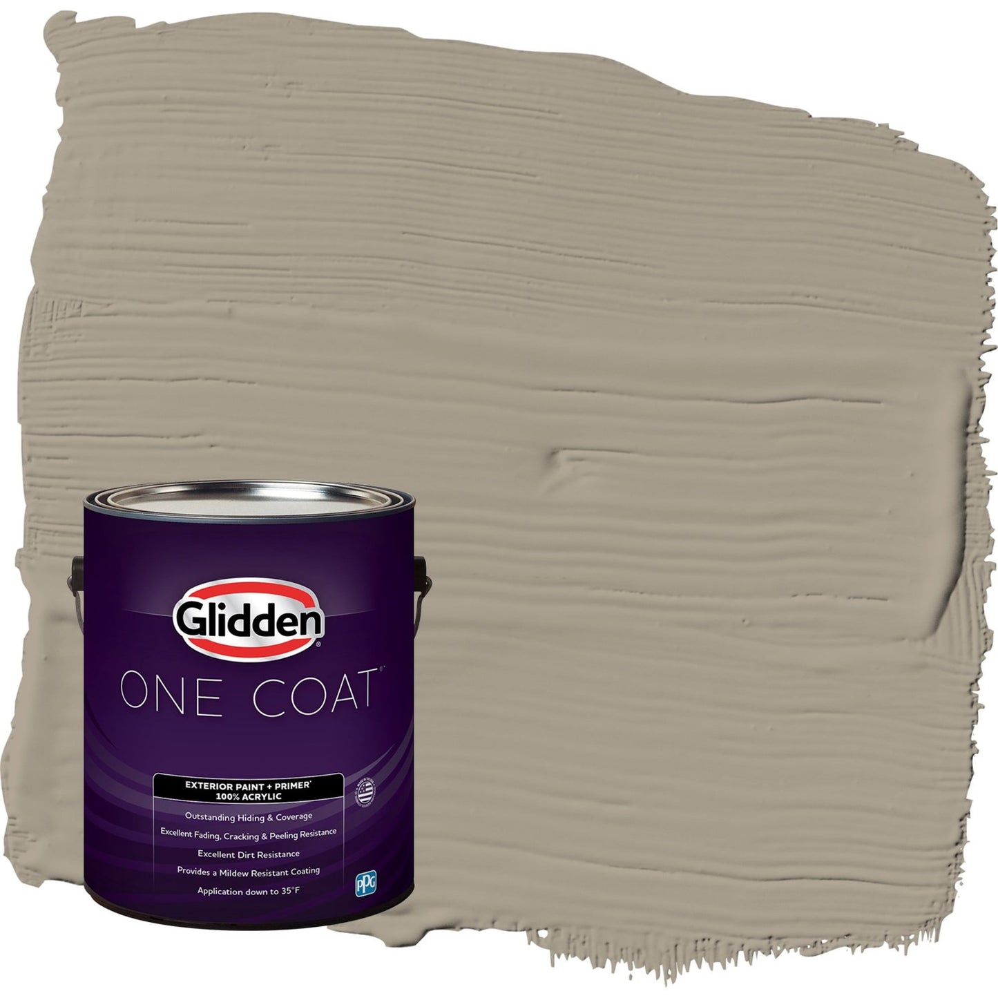 Glidden One Coat Stonehenge Greige / Gray Satin Exterior Paint with Primer, 1 Gallon