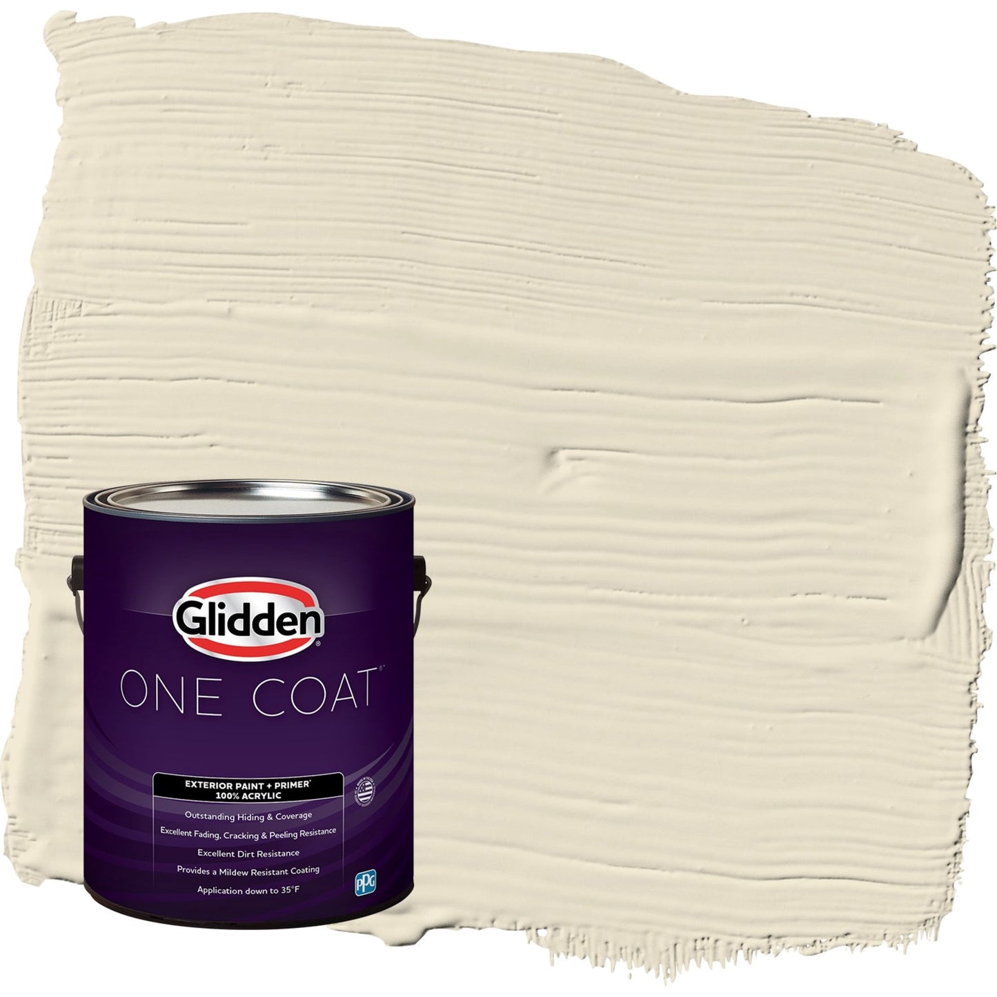 Glidden One Coat Sugar Cookie / Off-White Satin Exterior Paint with Primer, 1 Gallon