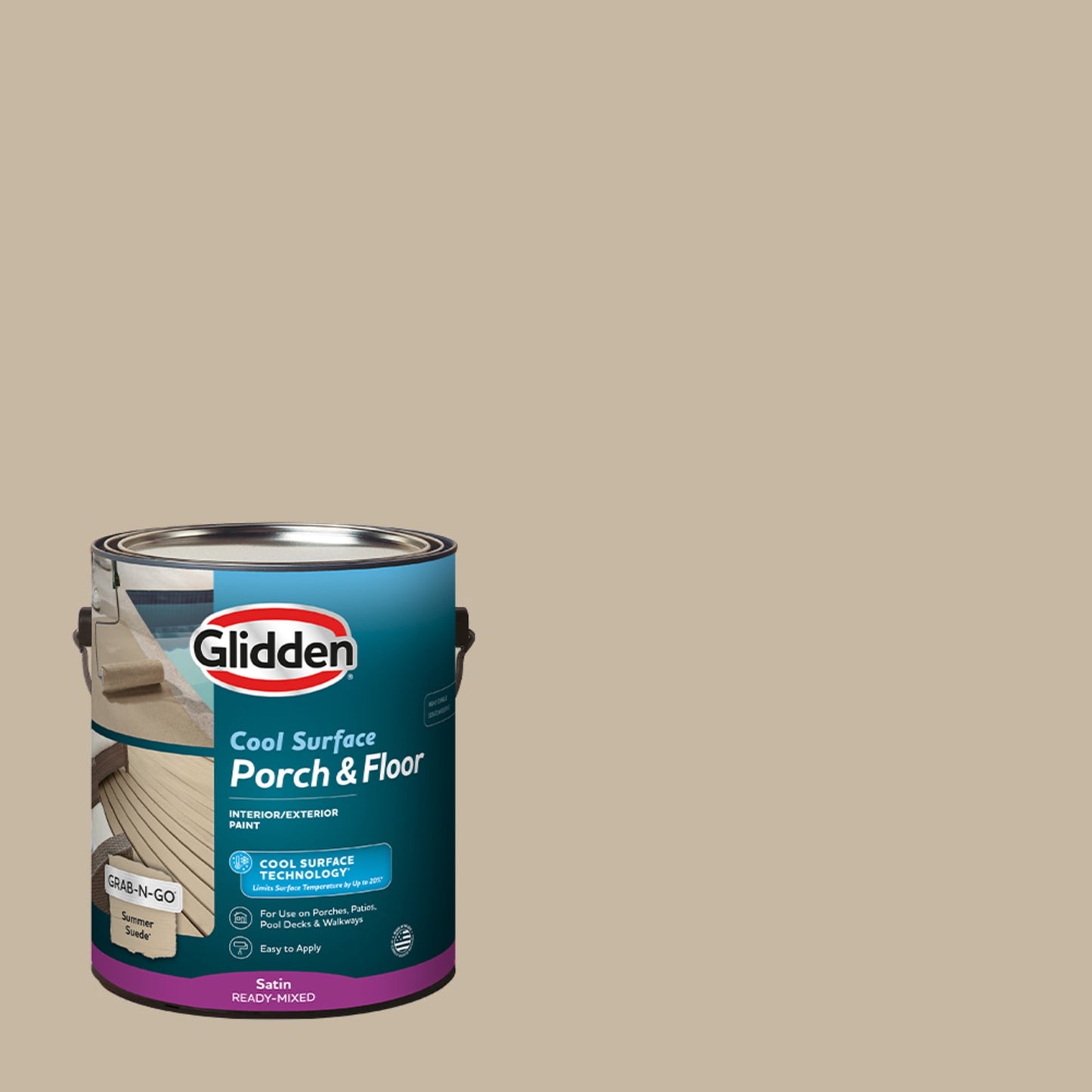 Glidden Glidden Porch and Floor with Cool Surface Technology Satin Interior/Exterior Paint, Summer Suede, 1 Gallon
