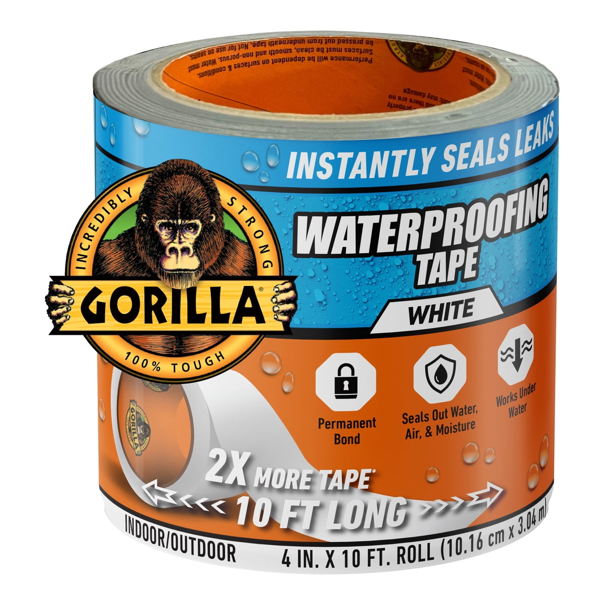 Gorilla Waterproof Patch & Seal Black Tape 4 inch x 10 Foot Roll