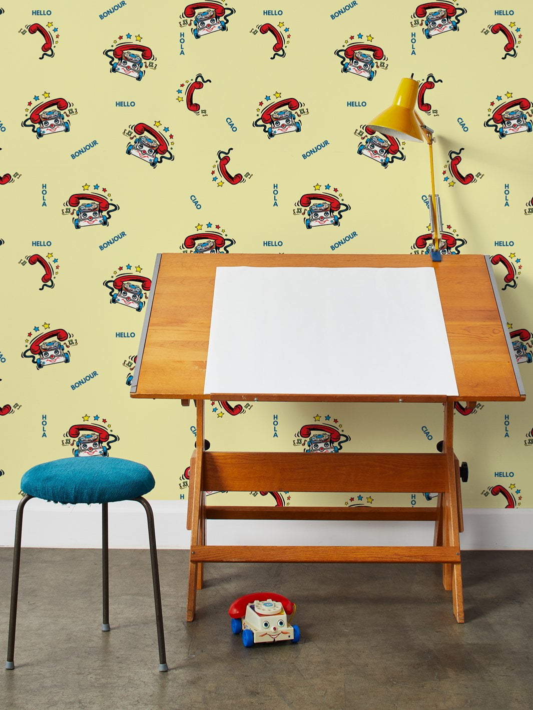 Greetings and Chatter Removable Vinyl Wallpaper By Fisher-Price - Yellow