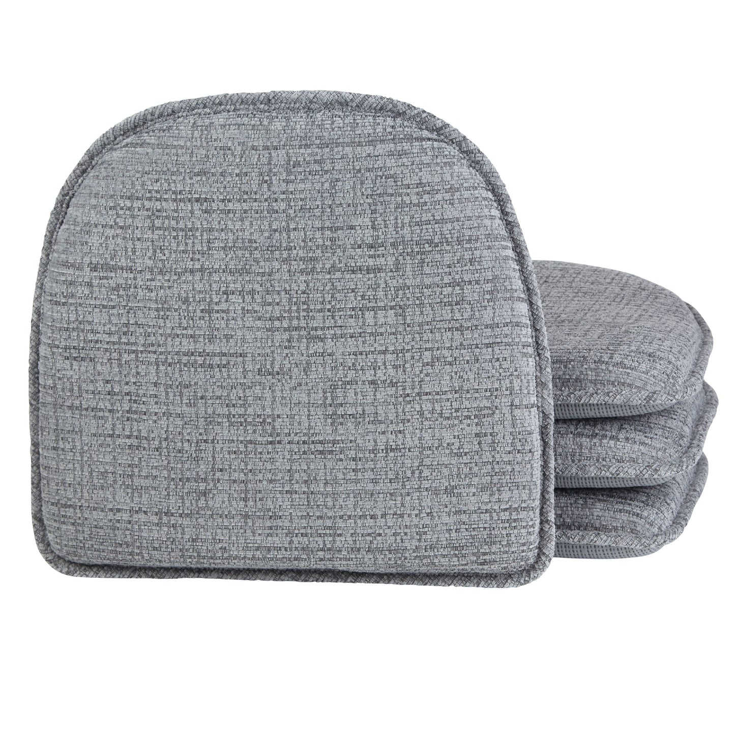 Gripper Non Slip 15"x16" Kendal Nickel Gray Chenille Chair Cushions, Set of 4