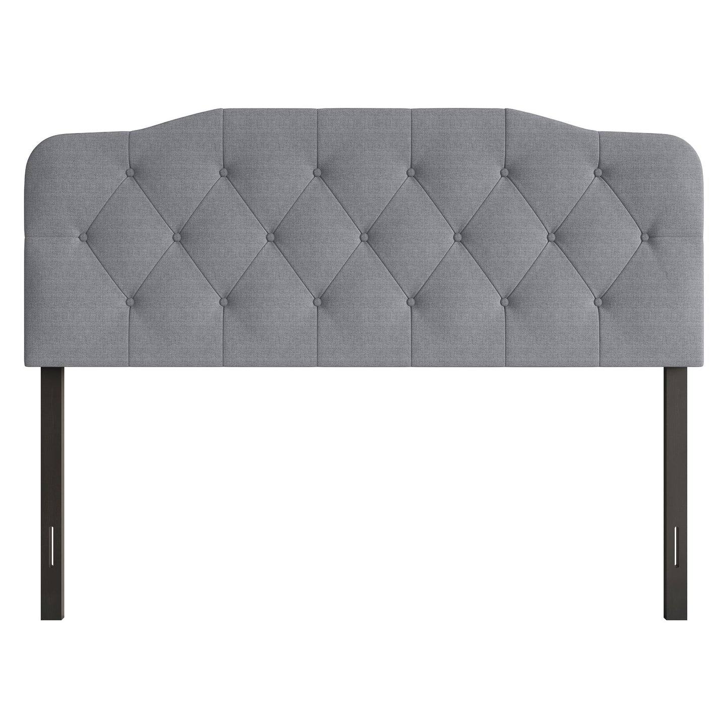 Home Design Angela Twin Button-Tufted Upholstered Headboard with Adjustable Height and Foam Padding, Grey, Easy assembly