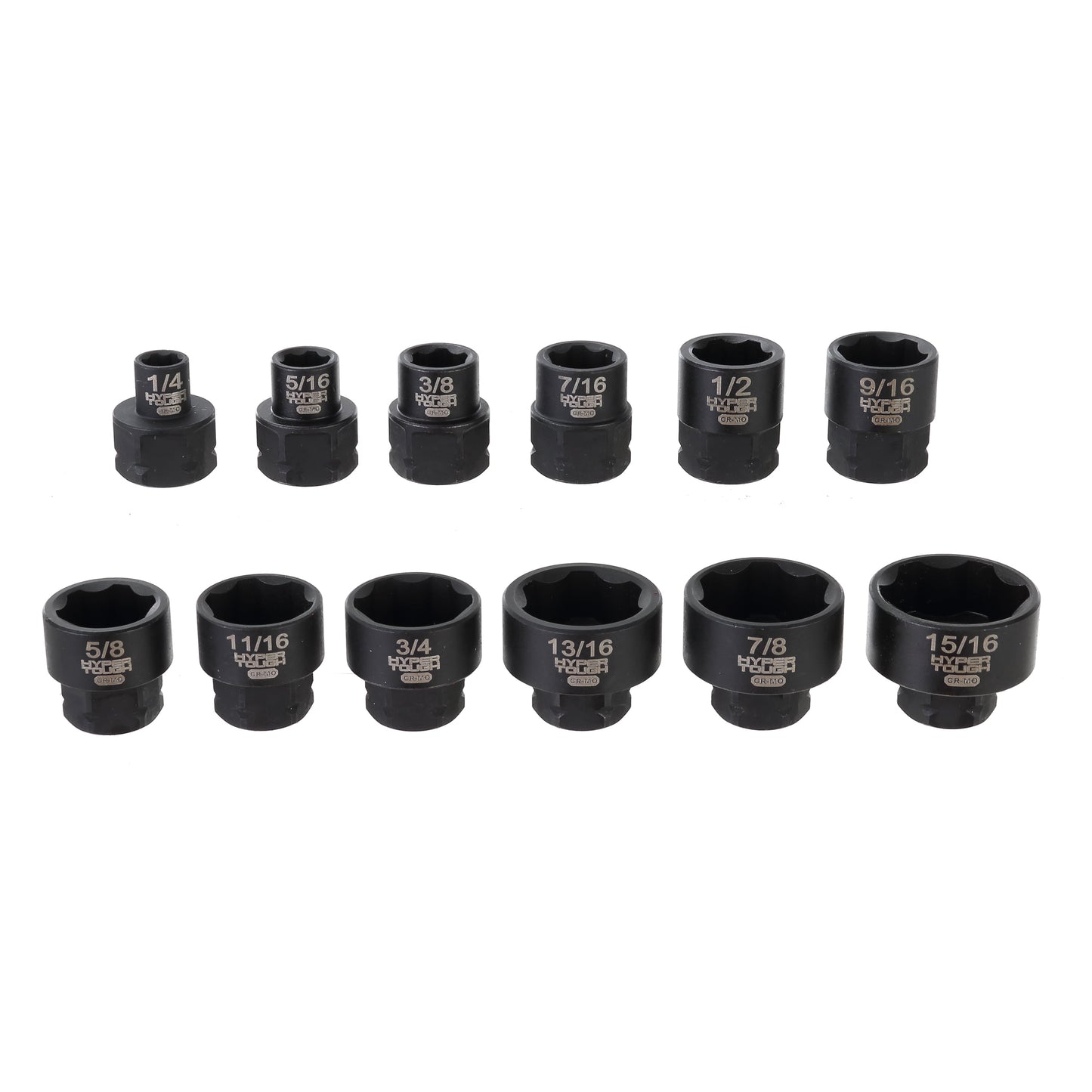Hyper Tough 3/8-Inch Drive Nano Low-Profile Socket Set, SAE, 12 Pieces