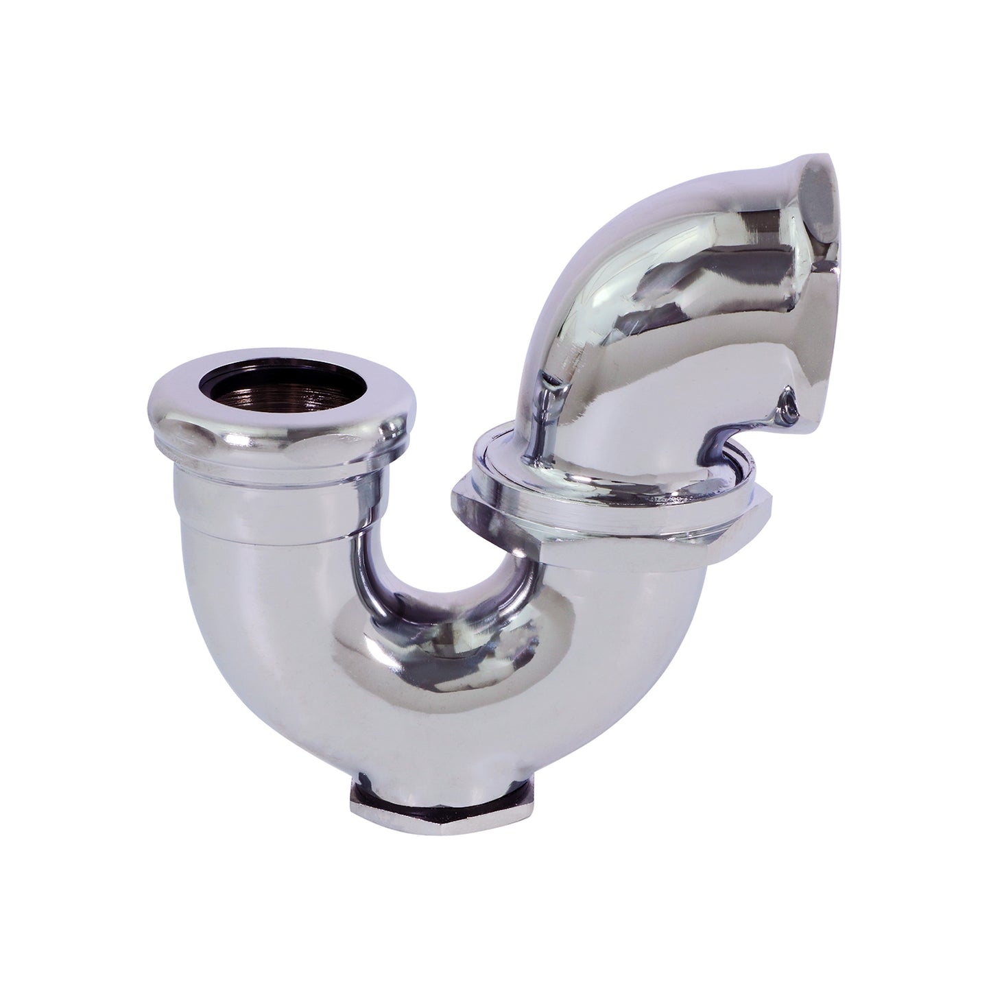 Highcraft 13151 LA Pattern Trap with Drain Plug for Tubular Drain Applications, 1-1/2 in. IPS x 1-1/4 in., Brass, Chrome Plated