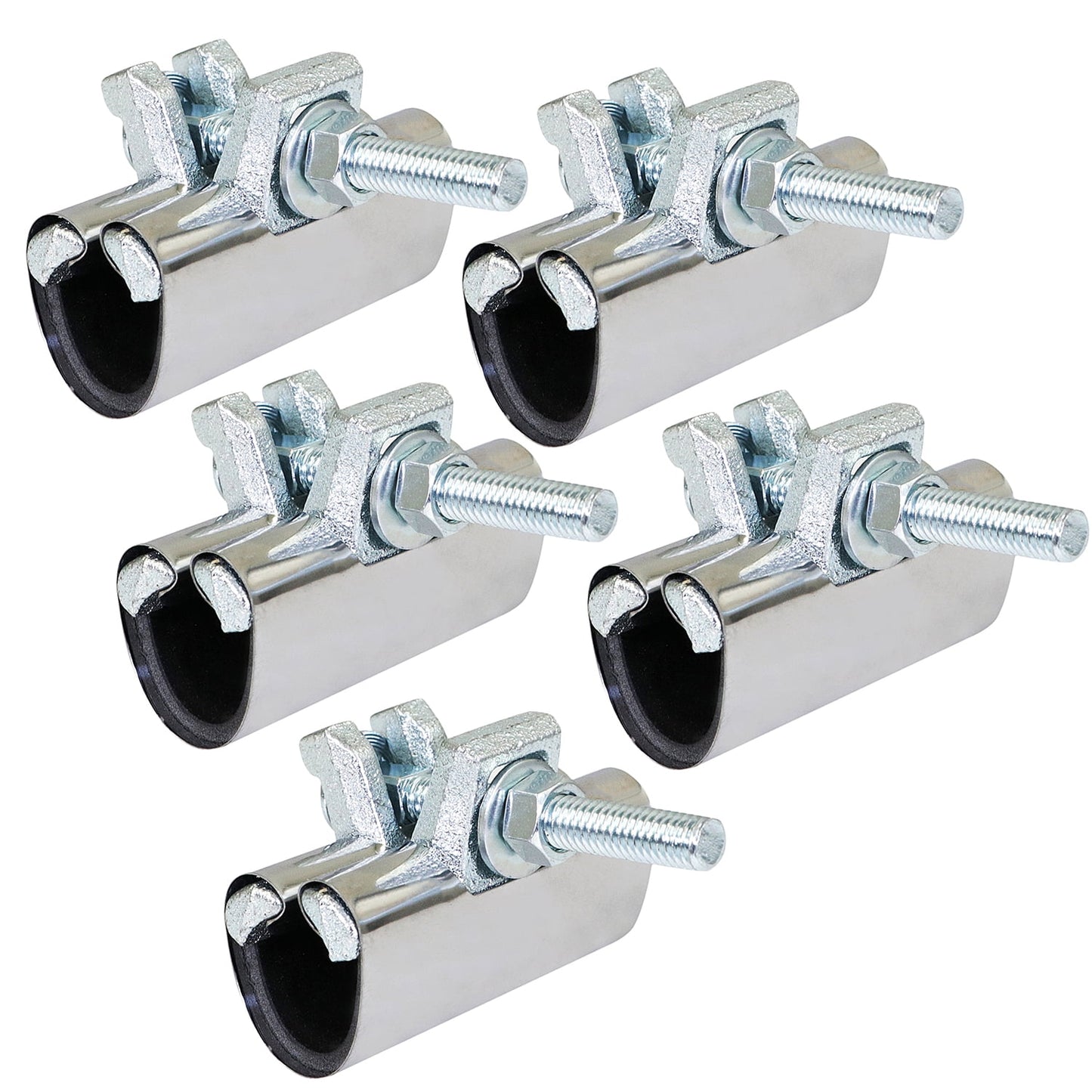 Highcraft Pipe Repair Clamp 2" One Bolt, 3" Long Stainless Steel (5 Pack)