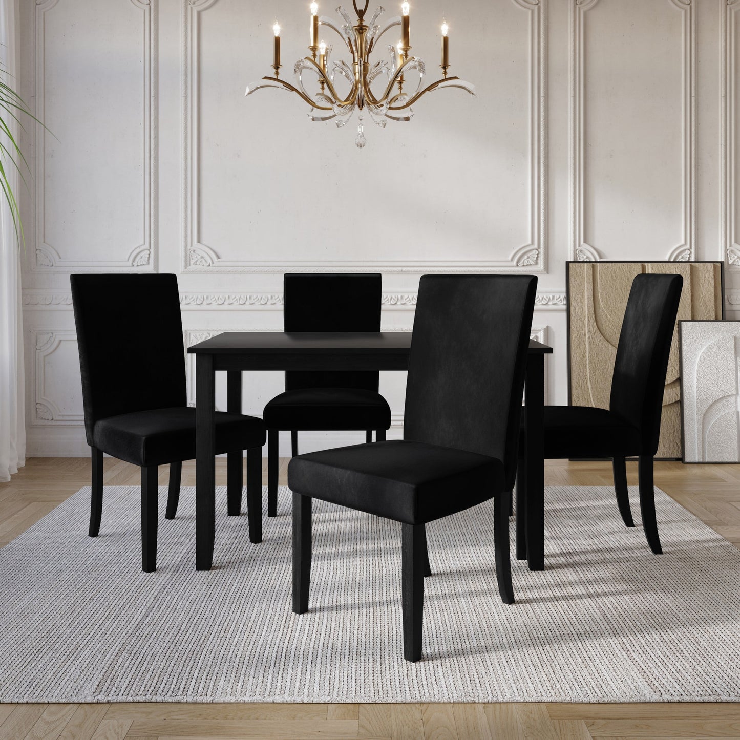Home Design Skokie Dining Chair (Set of 2), Black, Parsons style, Cushioned seat and back, Comfortable seating, Sturdy frame, Modern design, Durable construction