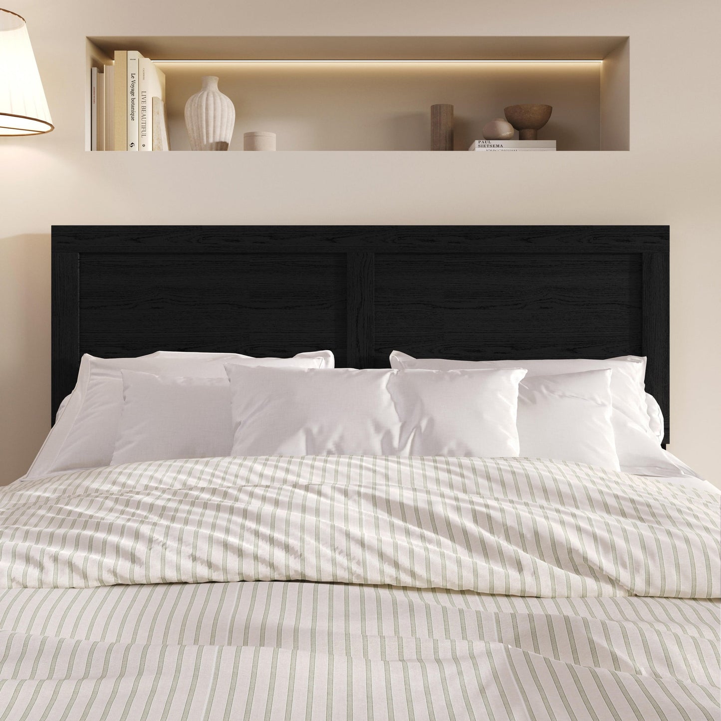 Home Design Yakima Full Headboard with Farmhouse Design, Black, Adjustable Height, Easy Assembly