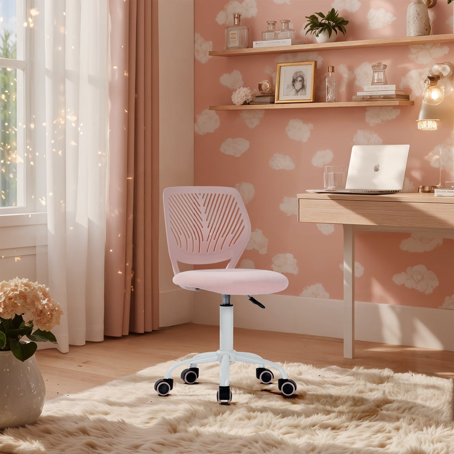 Homy Casa Adjustable Kids Desk Chair, Ergonomic Student Chair for Study, School or Bedroom, Almond