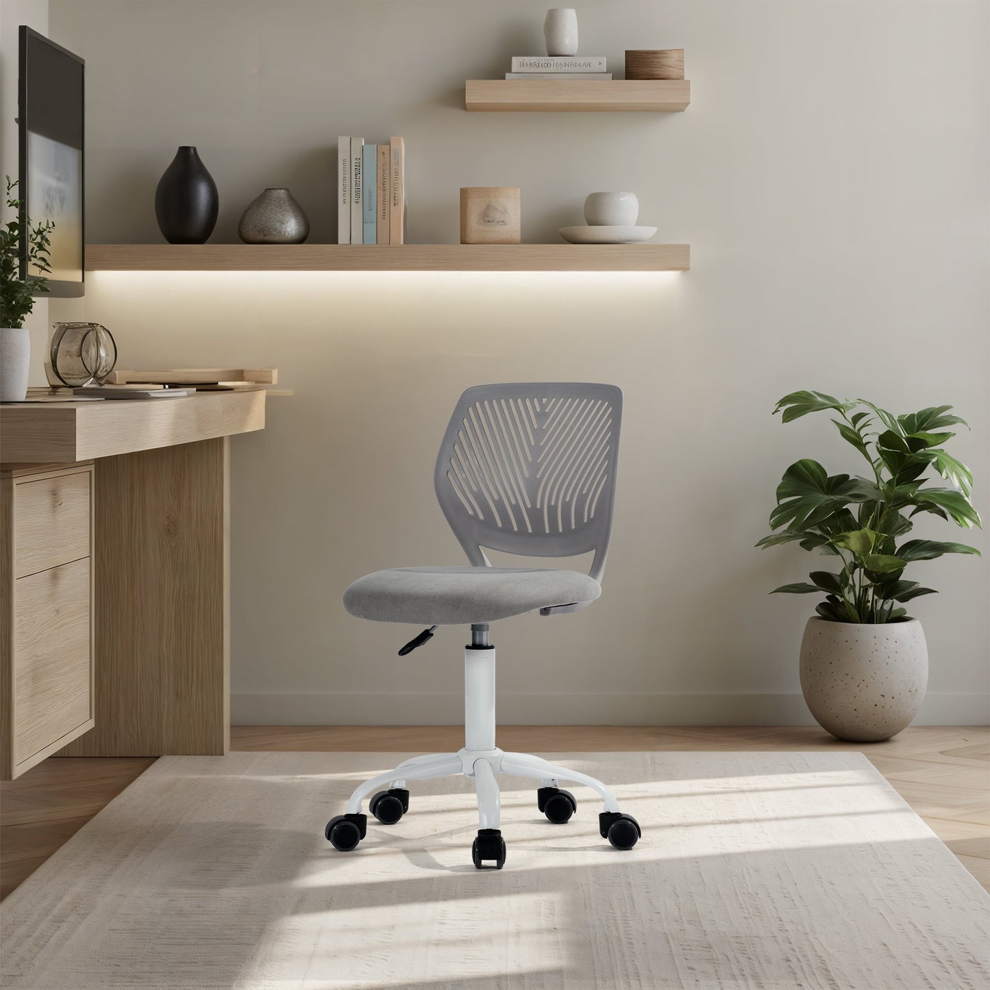 Homy Casa Silla de Escritorio para Niños y Adolescentes, Silla de Tareas Ajustable para Estudio, Escuela O Dormitorio, Gris